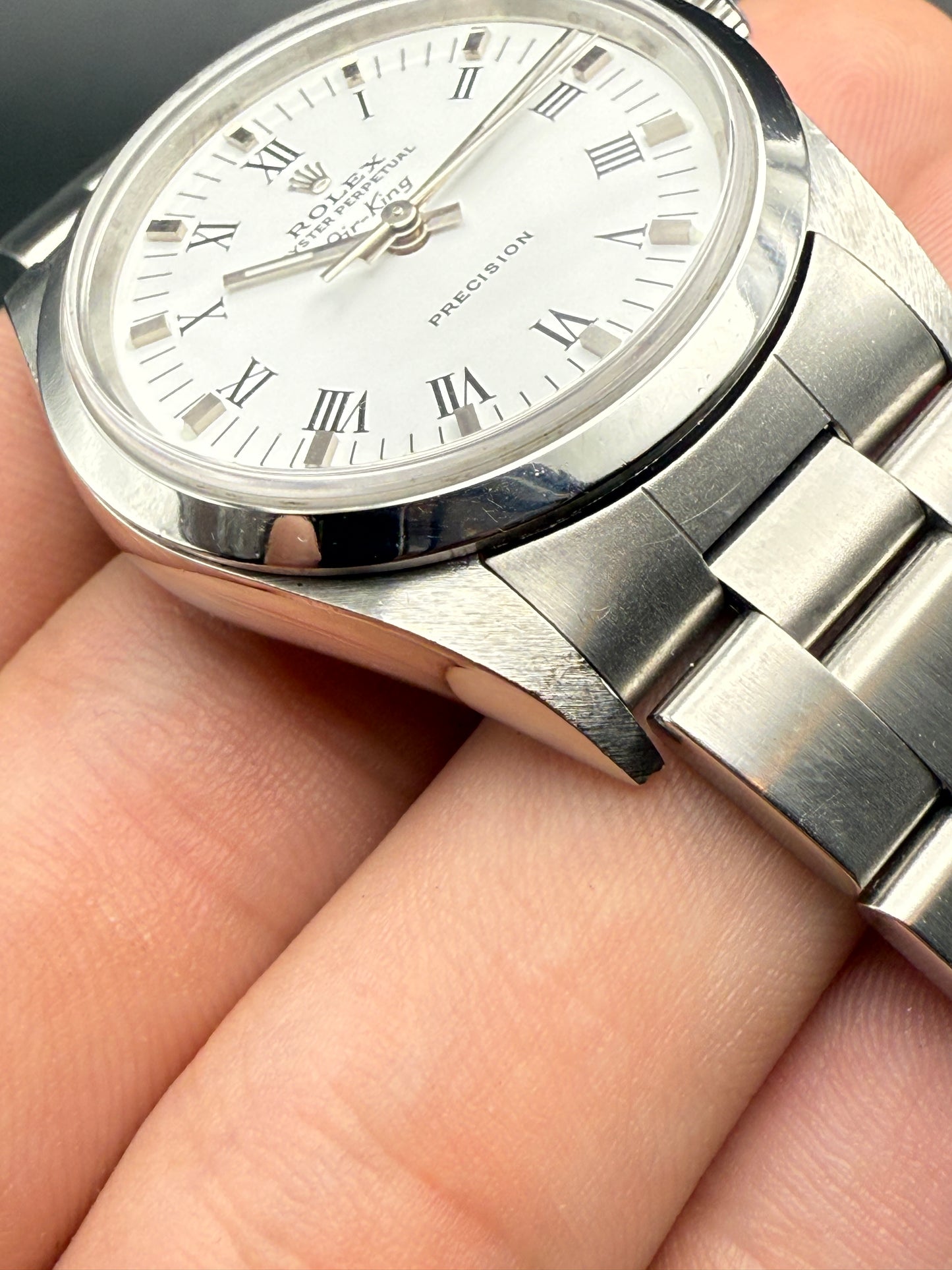 Rolex AirKing 14000M Y Serial Box and Papers White Roman