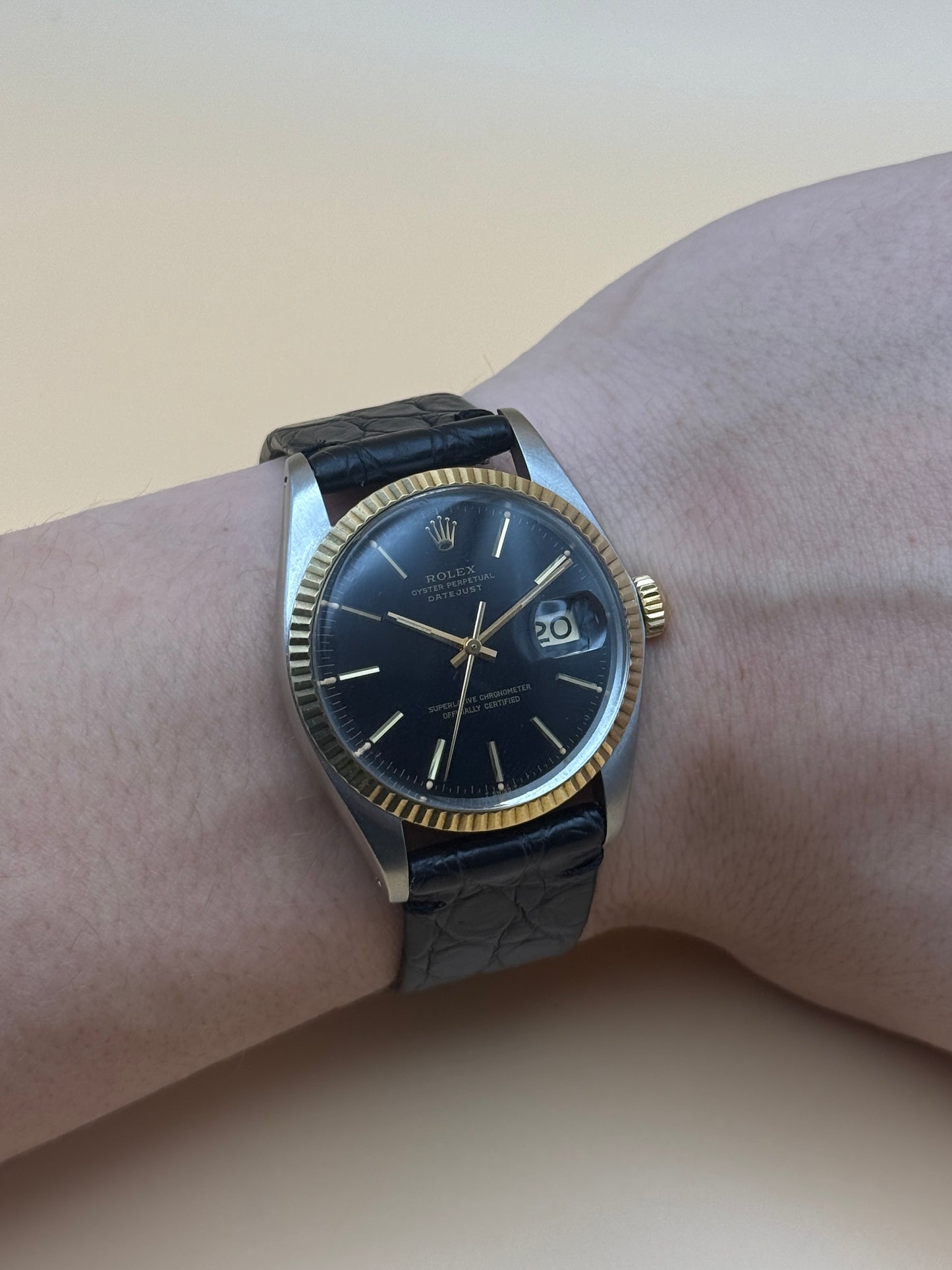 Rolex DateJust Black 16013 6M Serial Serviced Watch Only