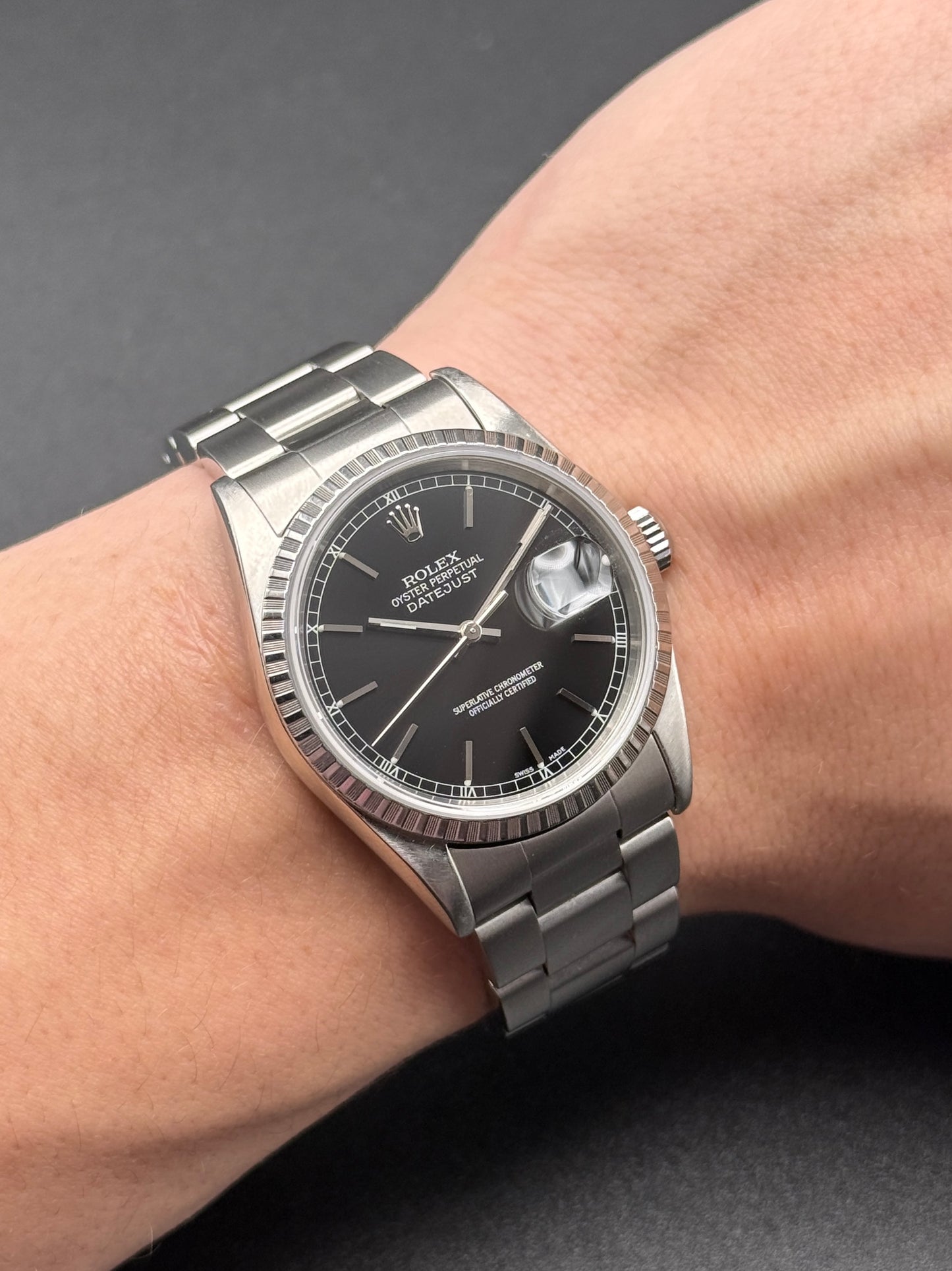 Rolex DateJust 16220 Black Index P Serial Watch Only