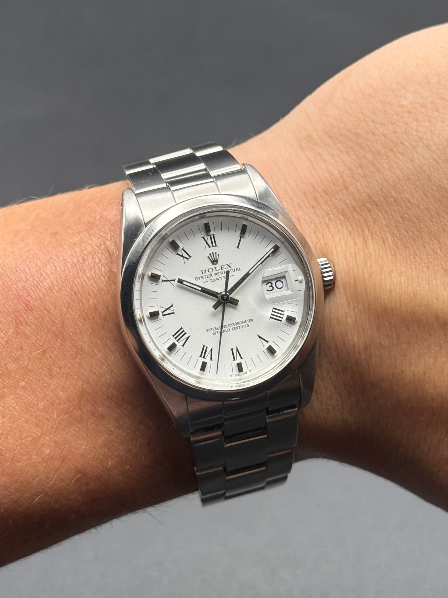 Rolex Date 15000 White Roman R Serial Watch Only