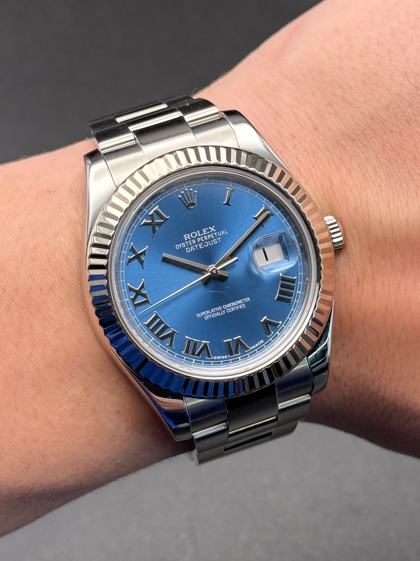Rolex DateJust 41 116334 Blue Roman Box and Card