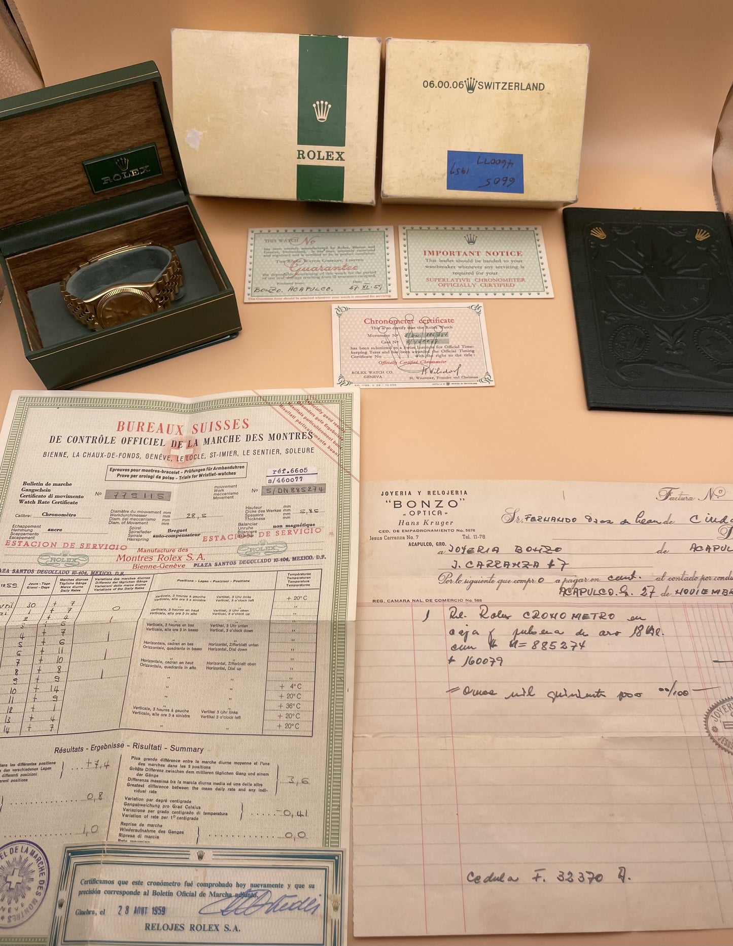Rolex DateJust 6605 18kt 460K Serial Collectors Set