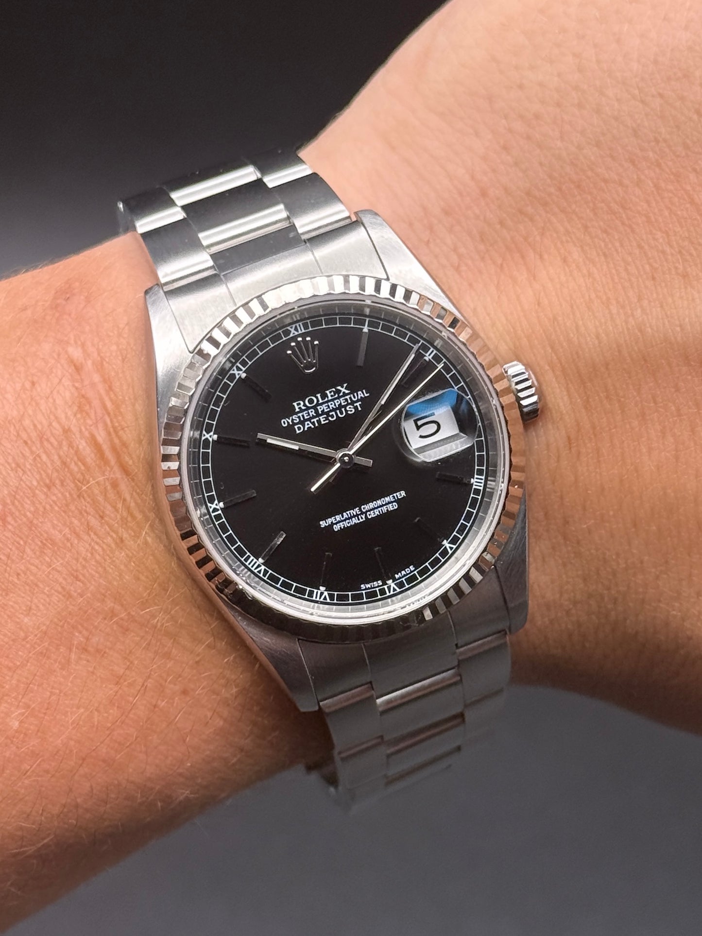 Rolex DateJust 16234 Black Dial Oyster Box and Papers