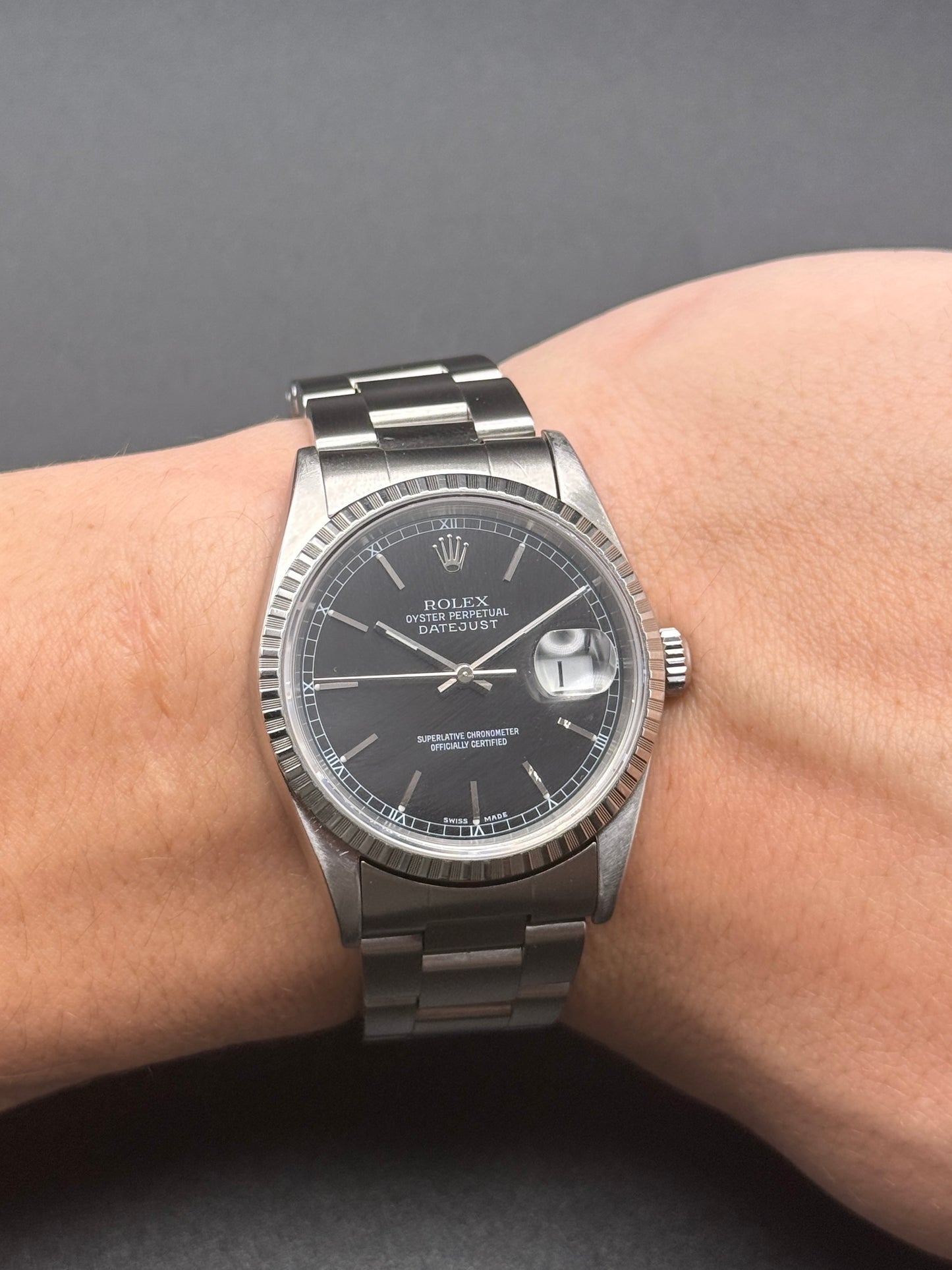 Rolex DateJust 16220 Black Index P Serial Watch Only