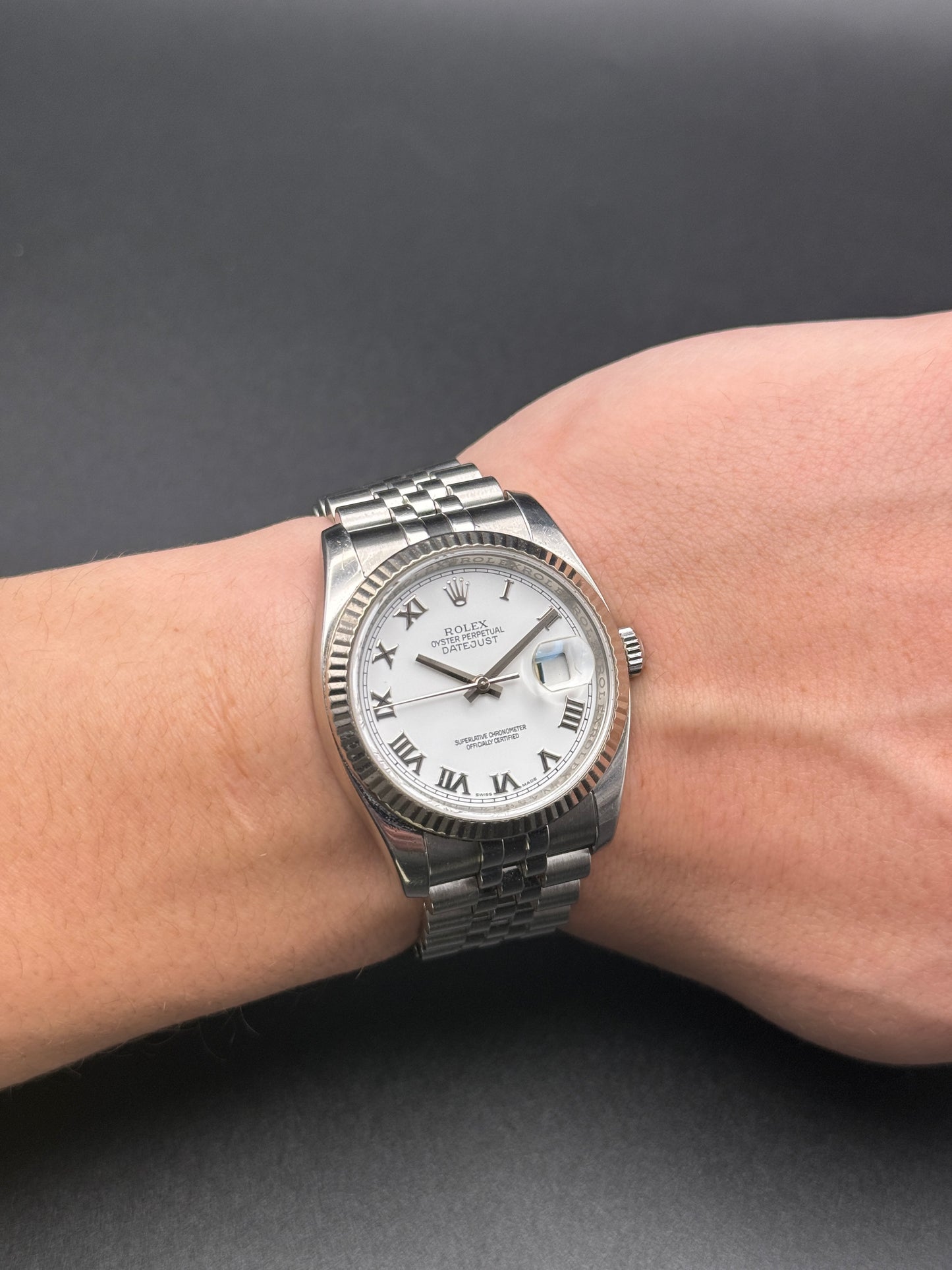 Rolex DateJust 116234 Super Jubilee White Roman V Serial Watch Only