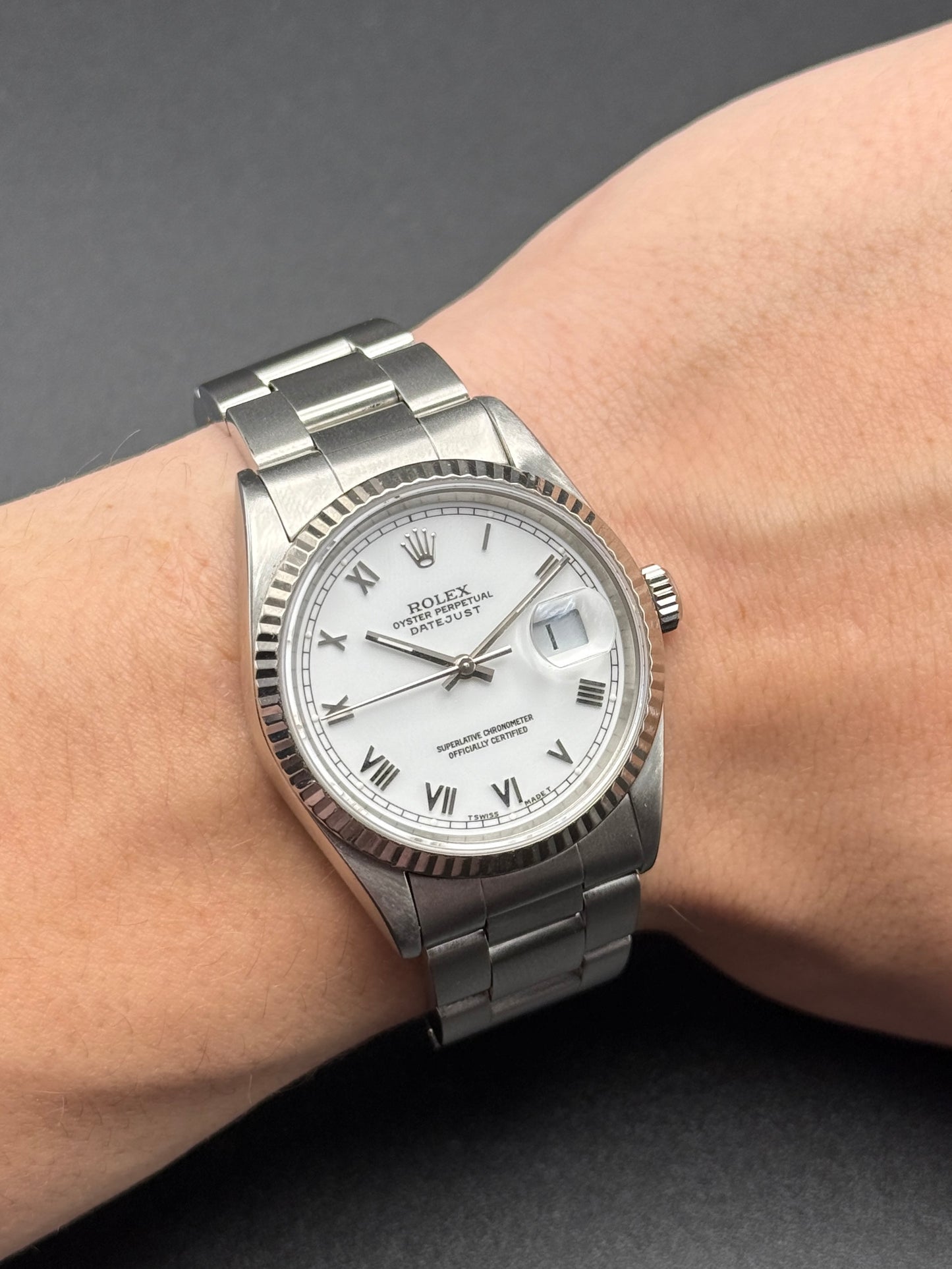 Rolex DateJust 16234 White Roman Oyster T Serial Watch Only