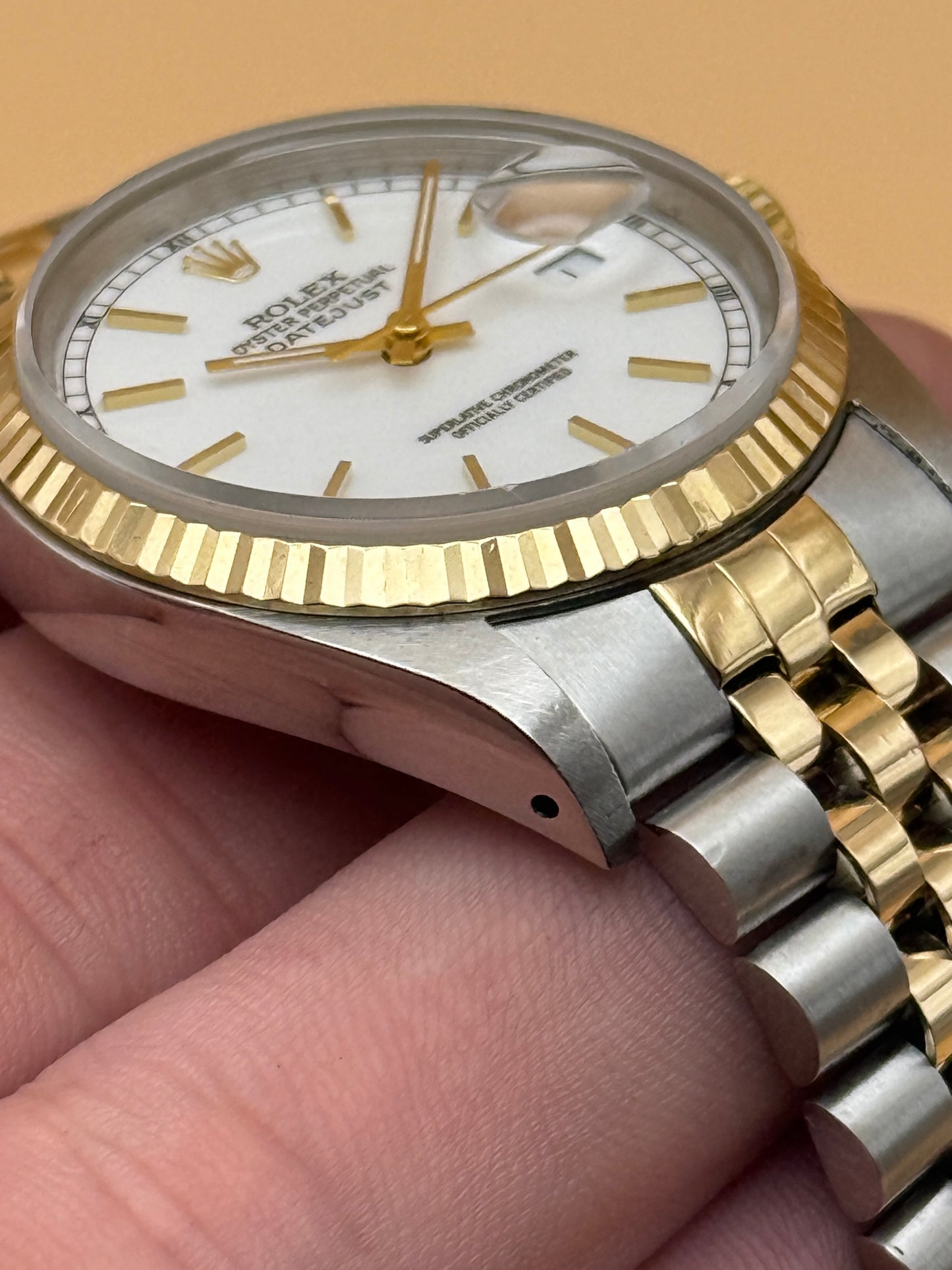 Rolex DateJust 16233 S Serial White Index Watch Only