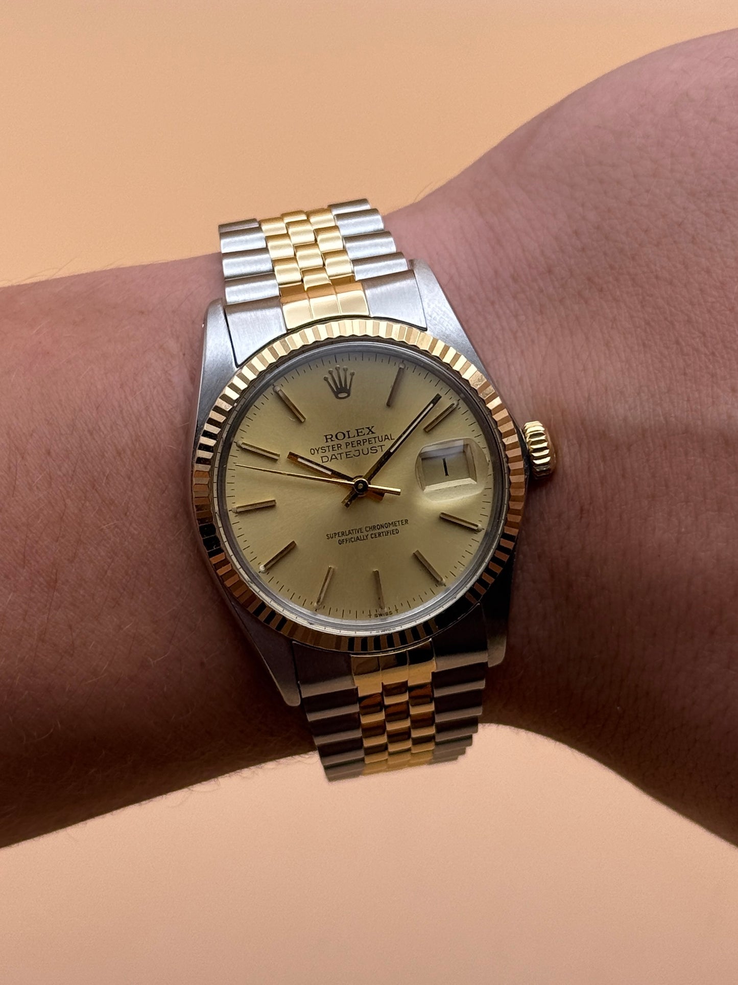 Rolex DateJust 16013 6.3M Serial Champange Dial Watch Only
