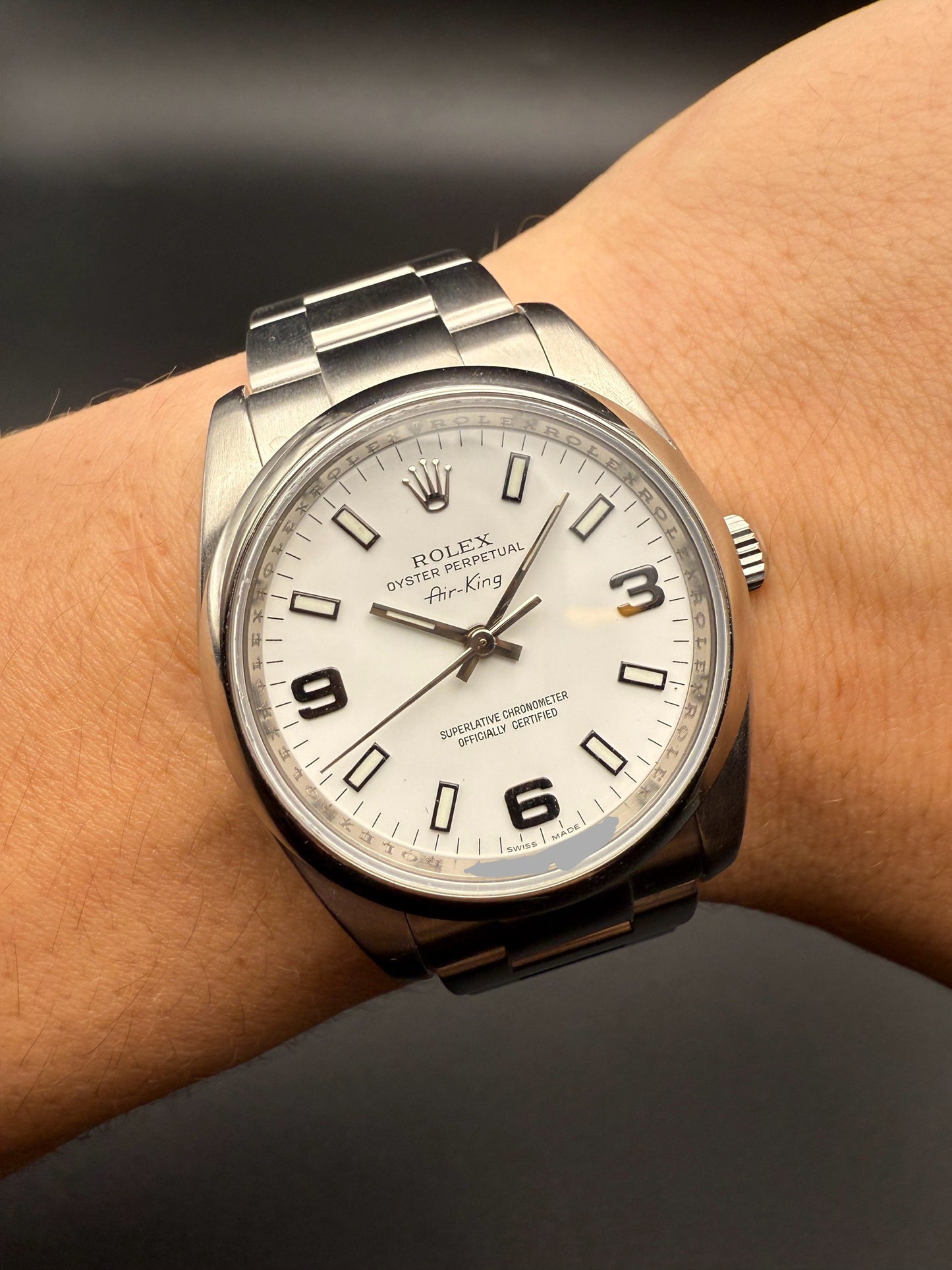 Rolex Air King 114200 White Dial Black 369 Z Serial Watch Only