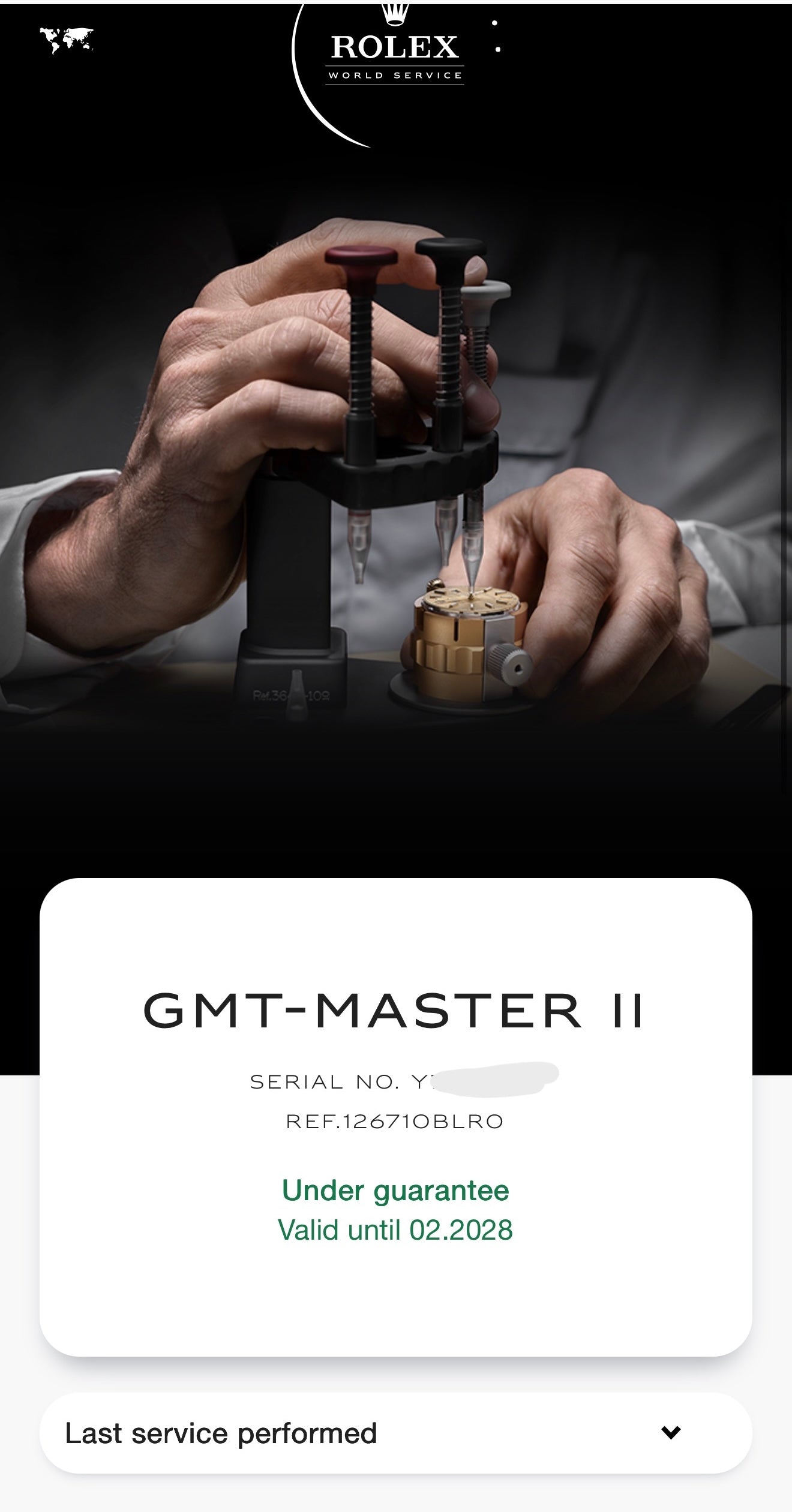 Rolex GMT MASTER II 126710BLRO Pepsi Jubilee Watch and Service Card