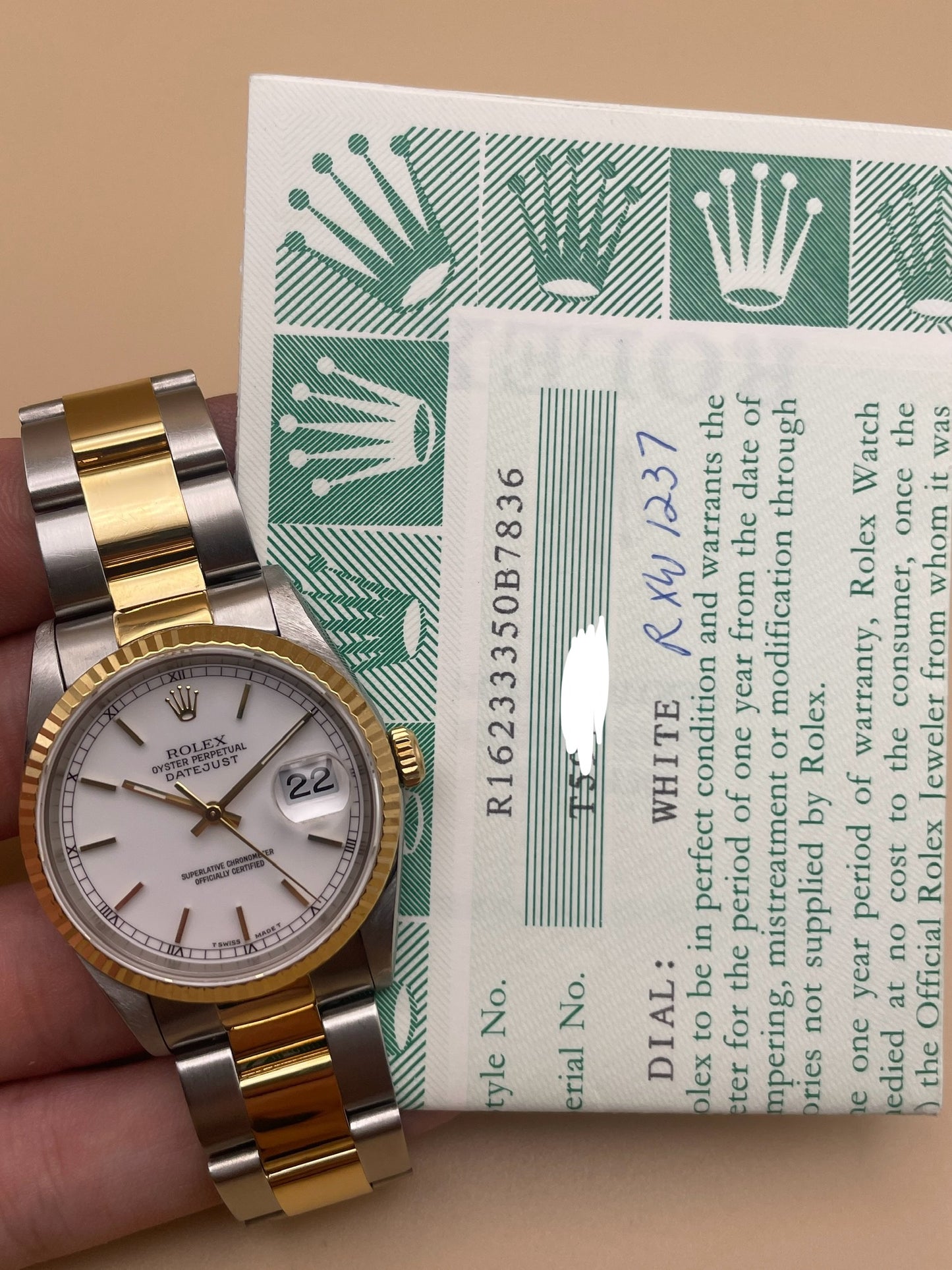 Rolex DateJust 16233 Papers