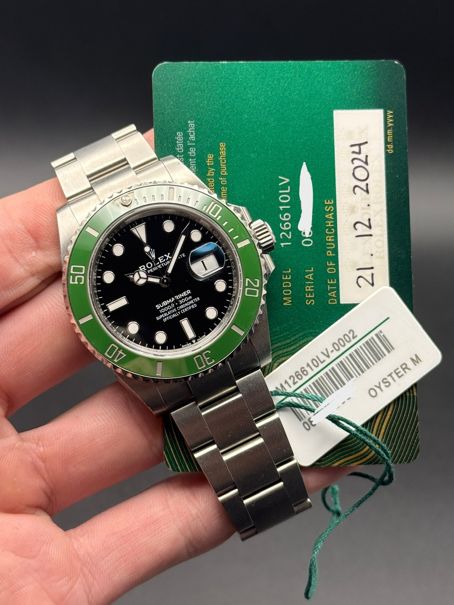 Rolex Submariner Date 126610LV Starbucks 2024 Watch Card White Tag