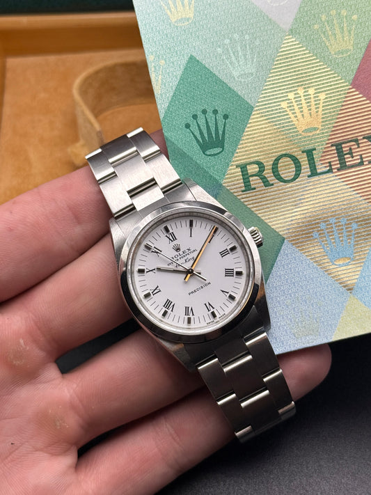 Rolex AirKing 14000M Y Serial Box and Papers White Roman