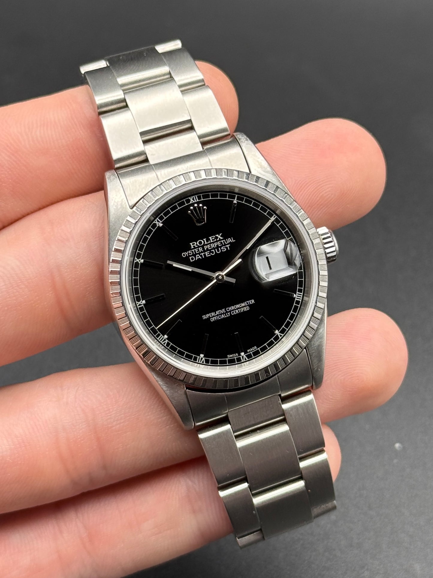 Rolex DateJust 16220 Black Index P Serial Watch Only
