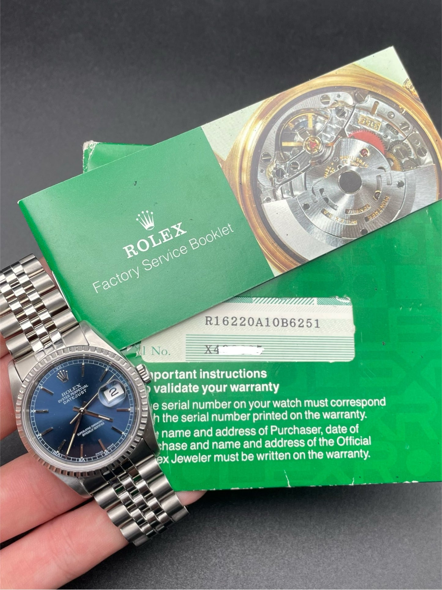 Rolex DateJust 16220 Papers
