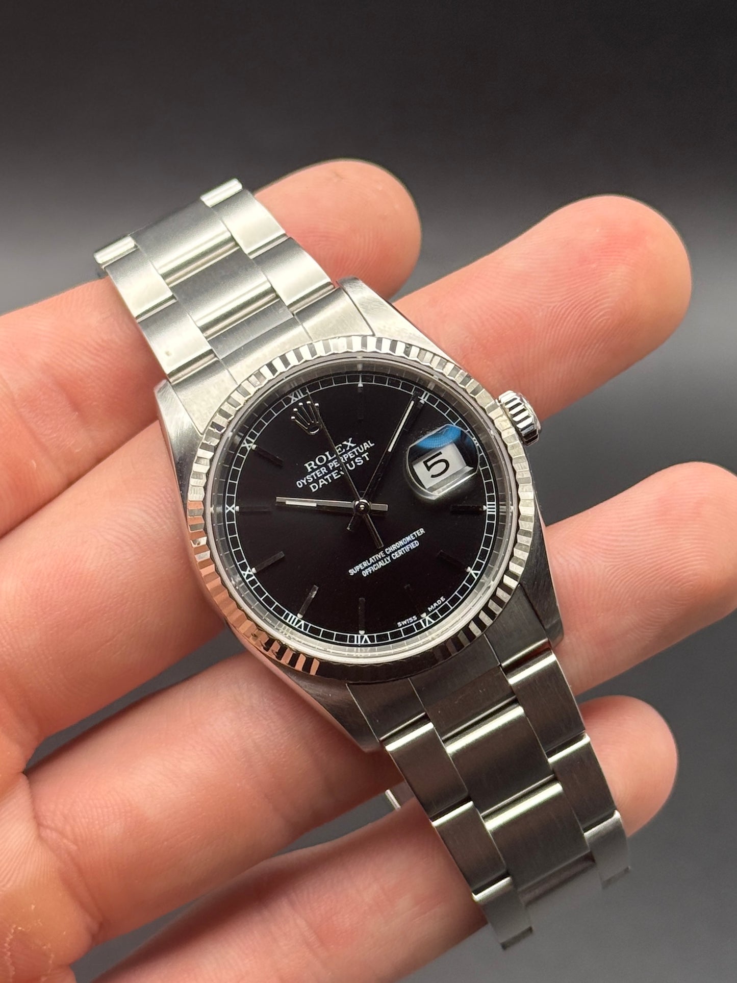 Rolex DateJust 16234 Black Dial Oyster Box and Papers
