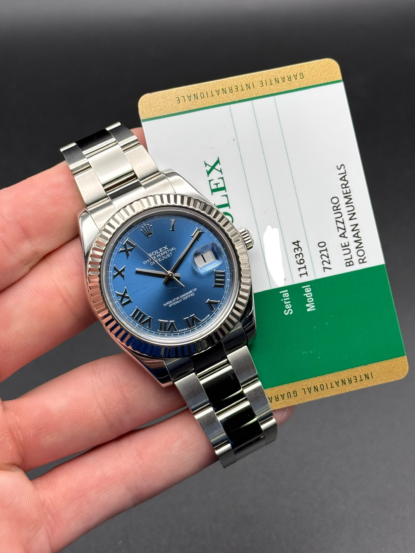 Rolex DateJust 41 116334 Blue Roman Box and Card