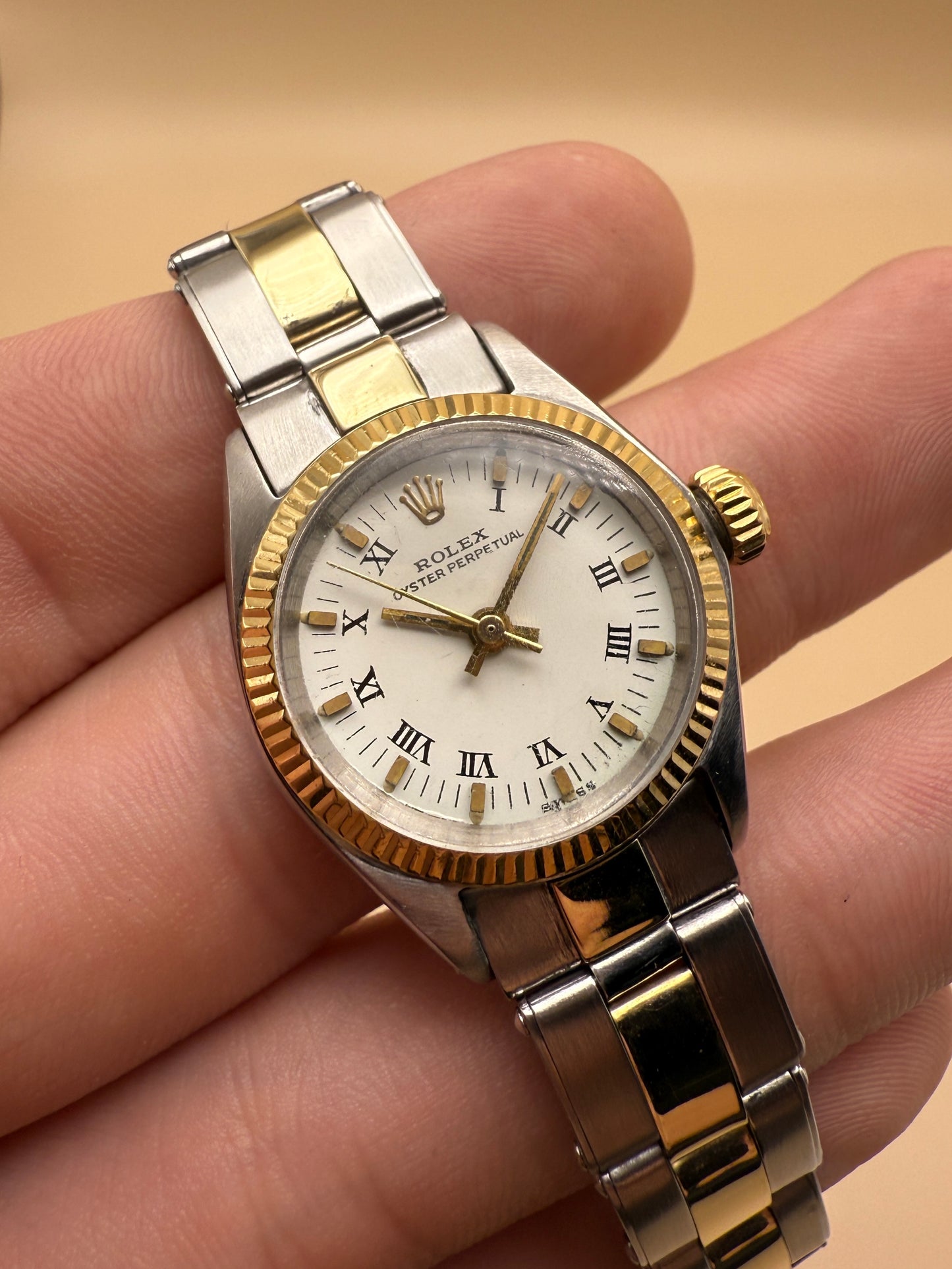Rolex Oyster Perpetual 6618 2.0M Serial White Roman Watch Only