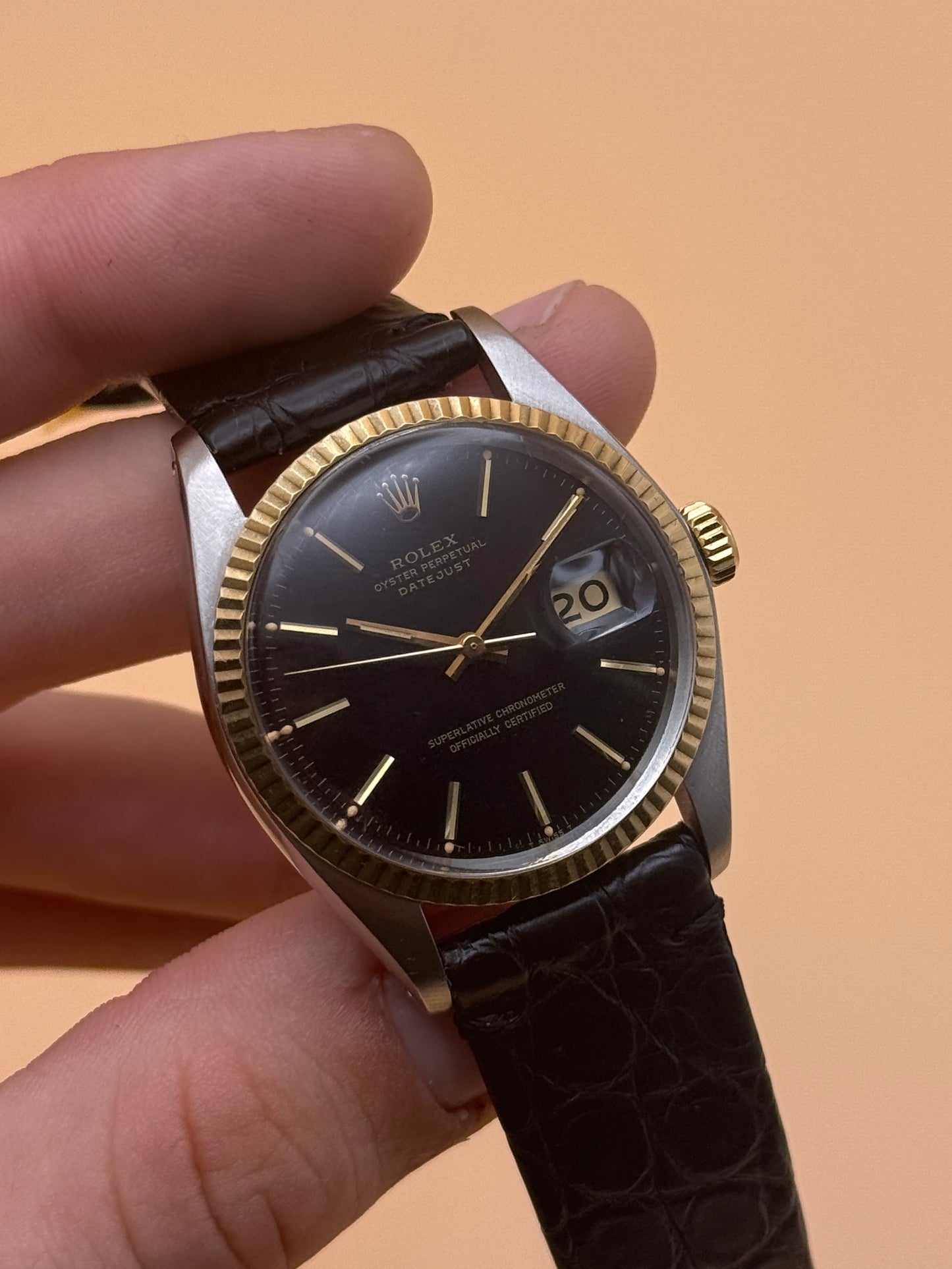 Rolex DateJust Black 16013 6M Serial Serviced Watch Only