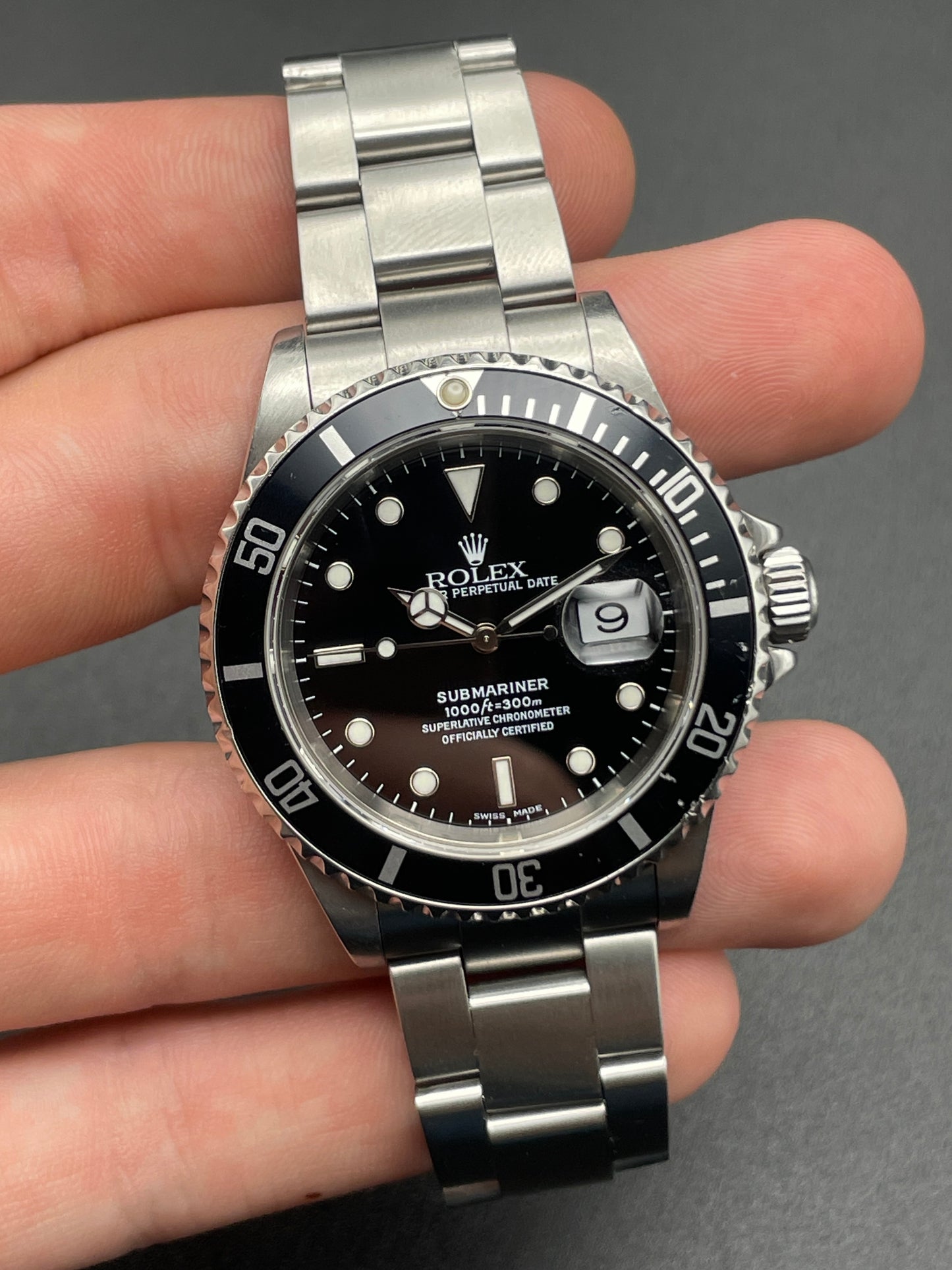 Rolex Submariner 16610 Solid End Links Luminova