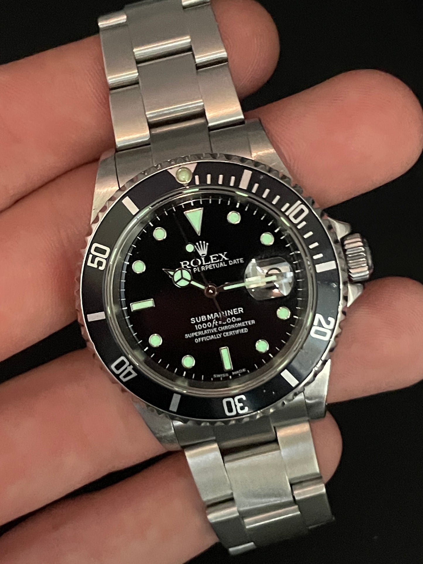 Rolex Submariner 16610 Solid End Links Luminova