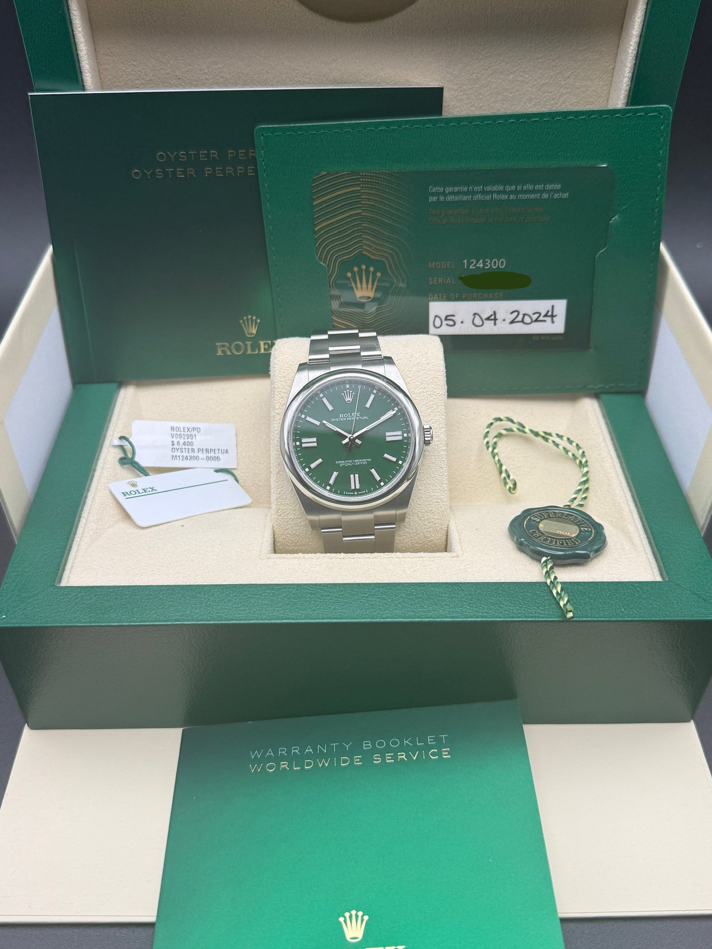 Rolex Oyster Perpetual 41mm Green 124300 2024 Full Set