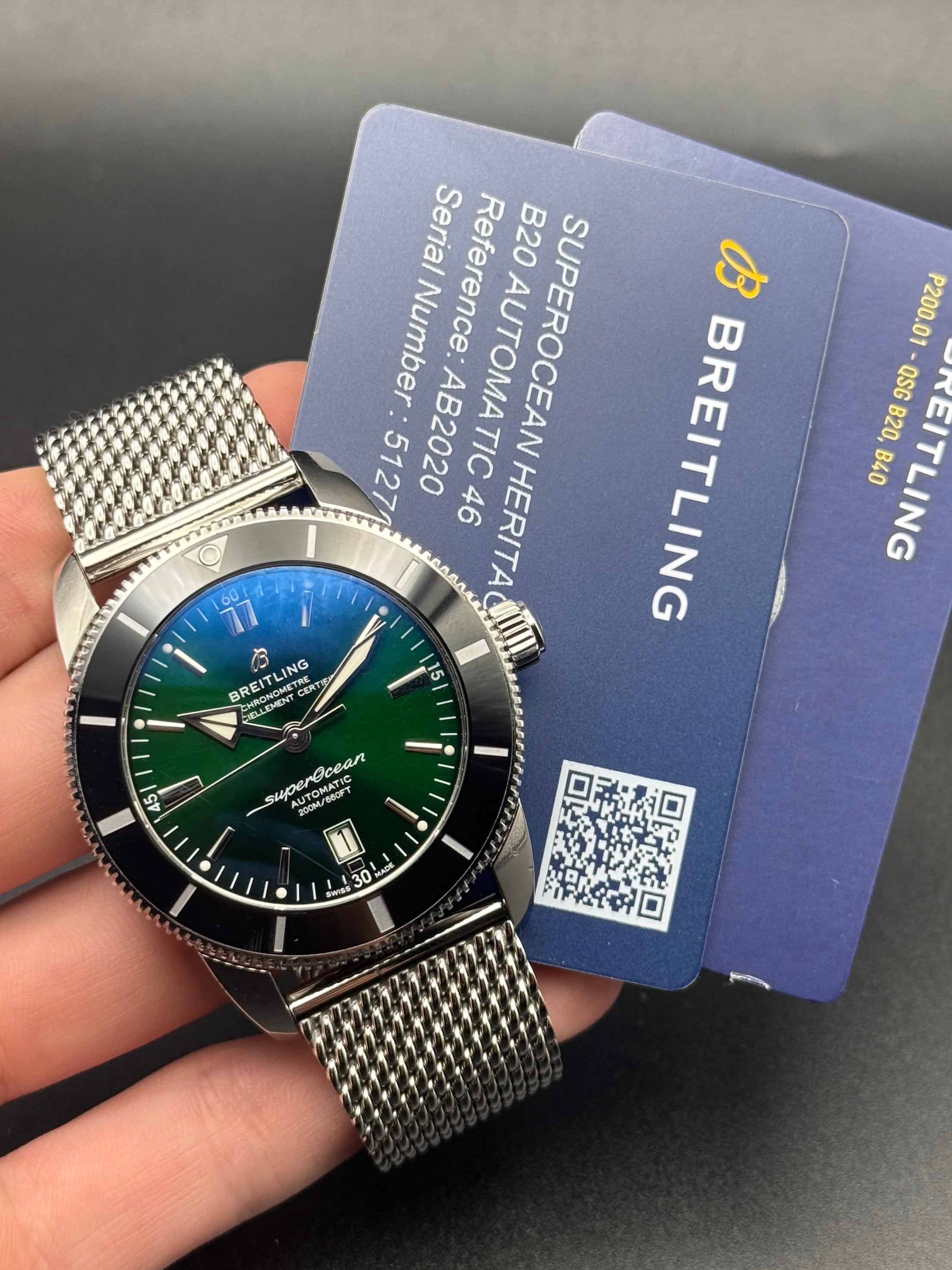 Breitling Superocean Heritage 46 Green AB2020 Full Set 2023 QC Timepieces