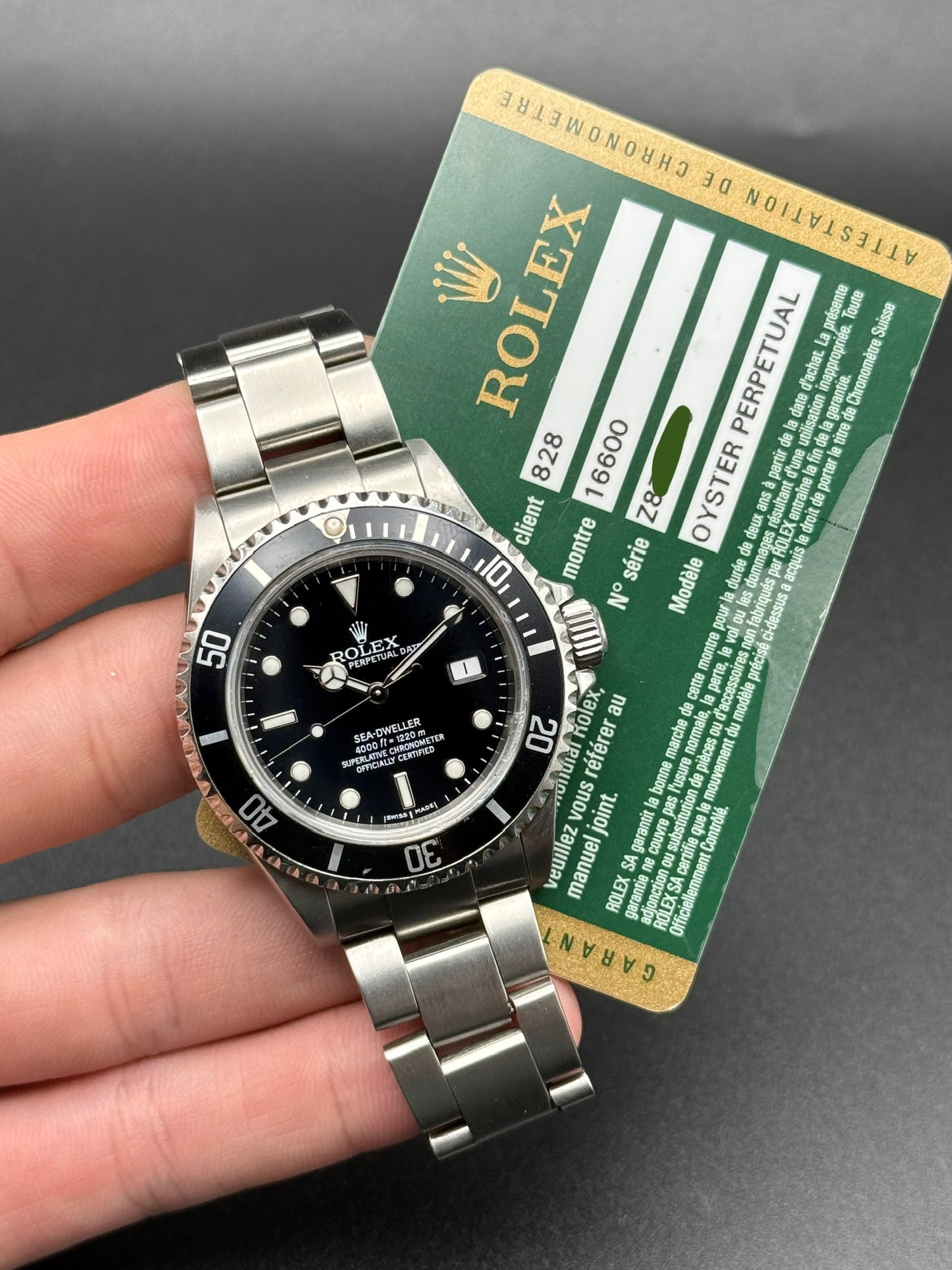 Rolex Sea Dweller 16600T Z Serial Watch and Card