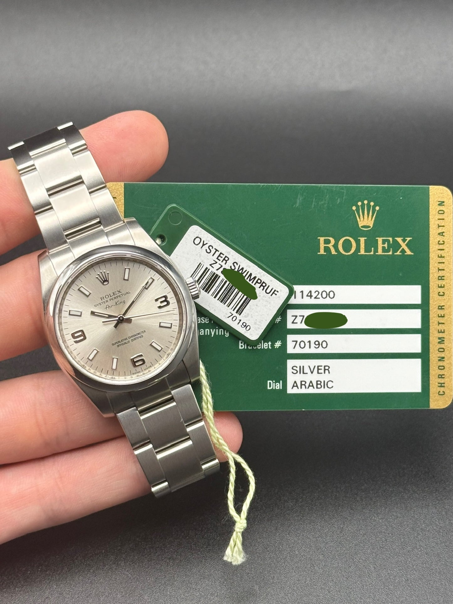 Rolex Oyster Perpetual 114200 Watch and Card