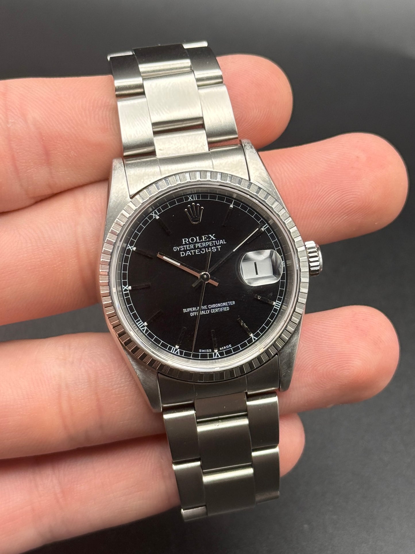 Rolex DateJust 16220 Black Index P Serial Watch Only