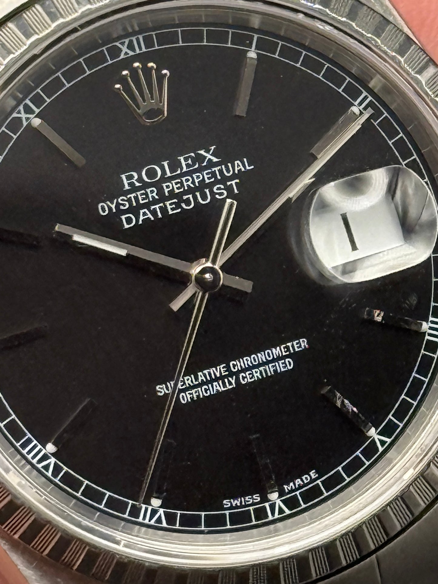 Rolex DateJust 16220 Black Index P Serial Watch Only