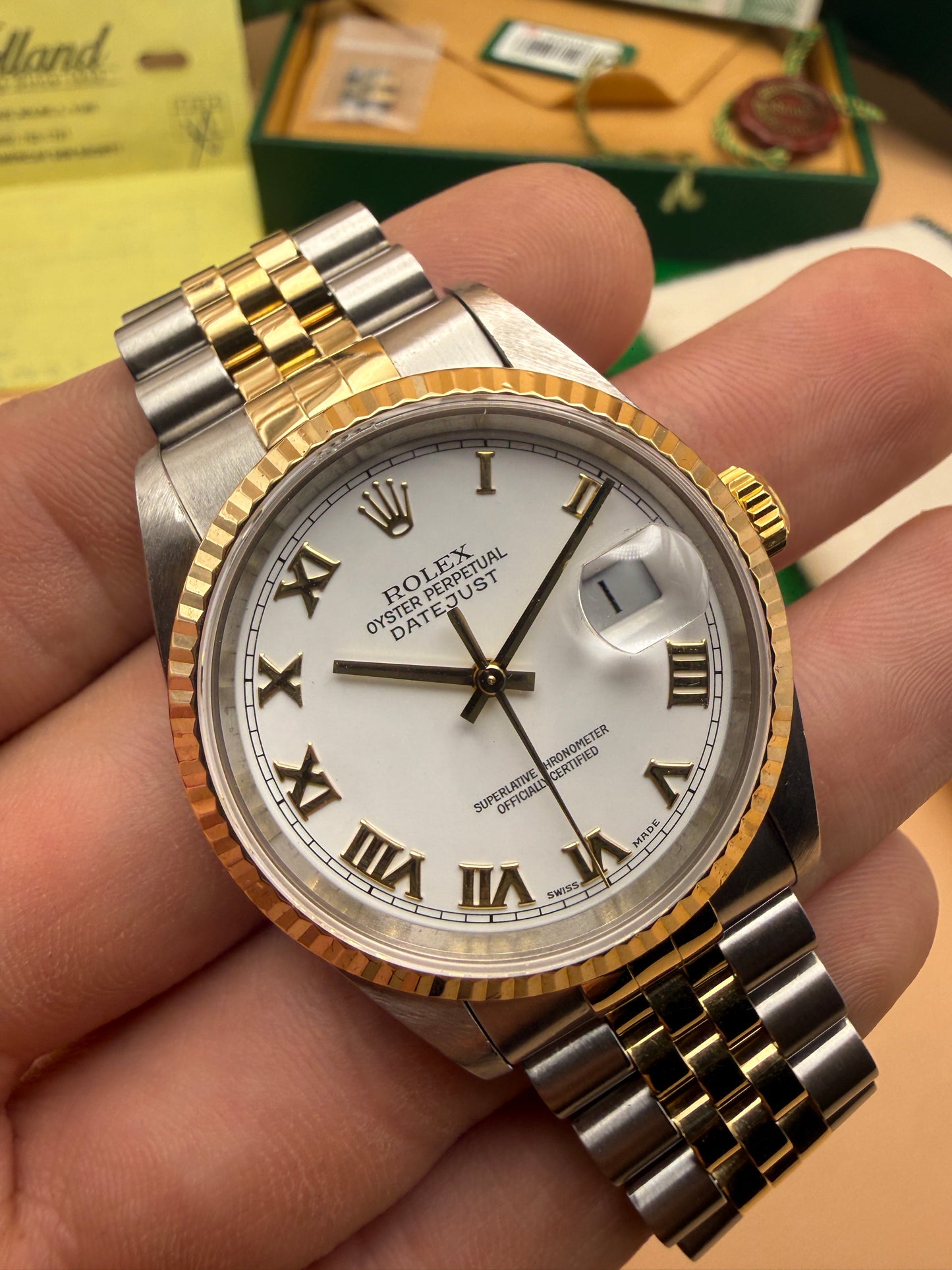 Rolex DateJust 16233 P Serial Box and Papers