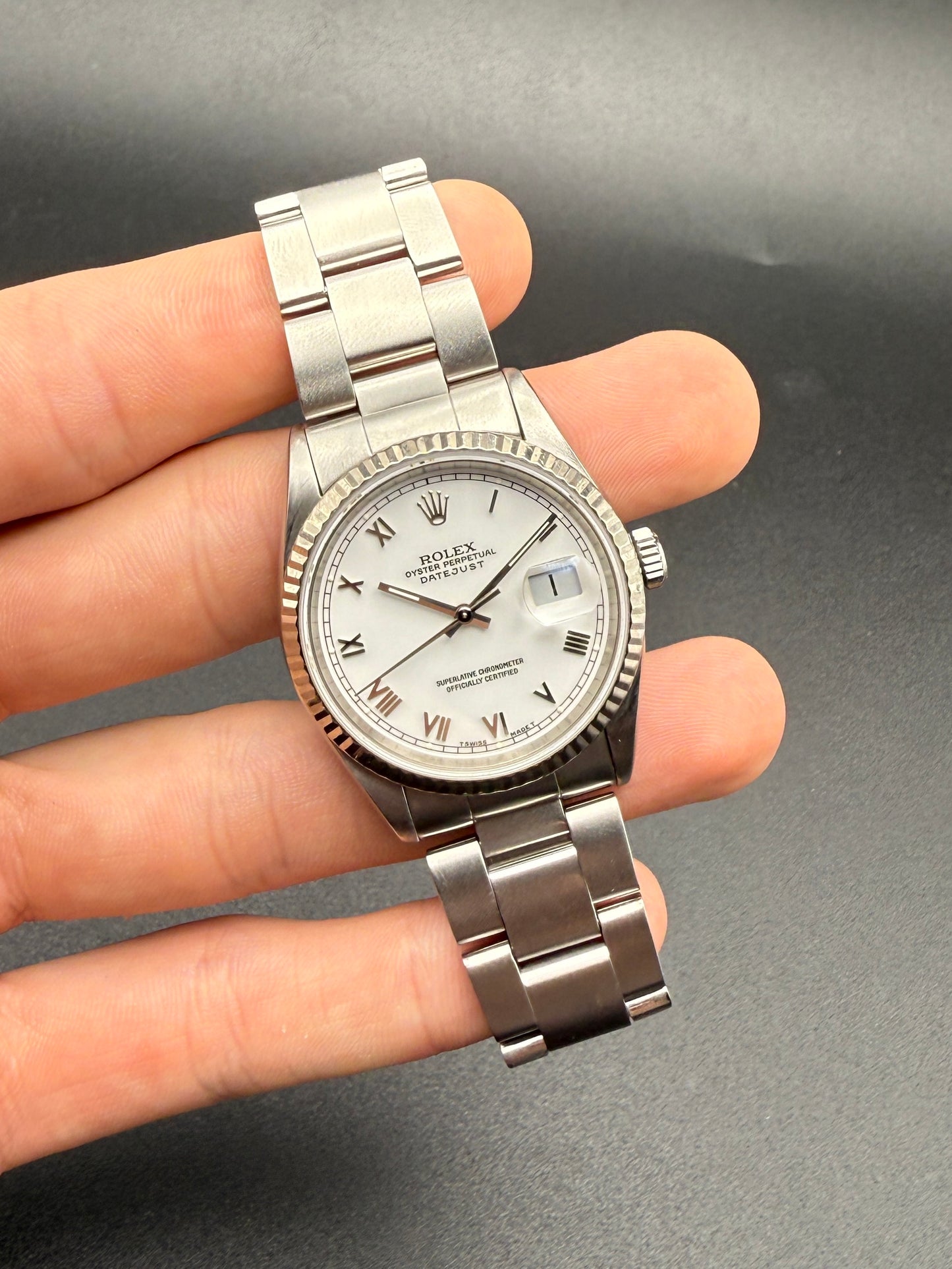Rolex DateJust 16234 White Roman Oyster T Serial Watch Only