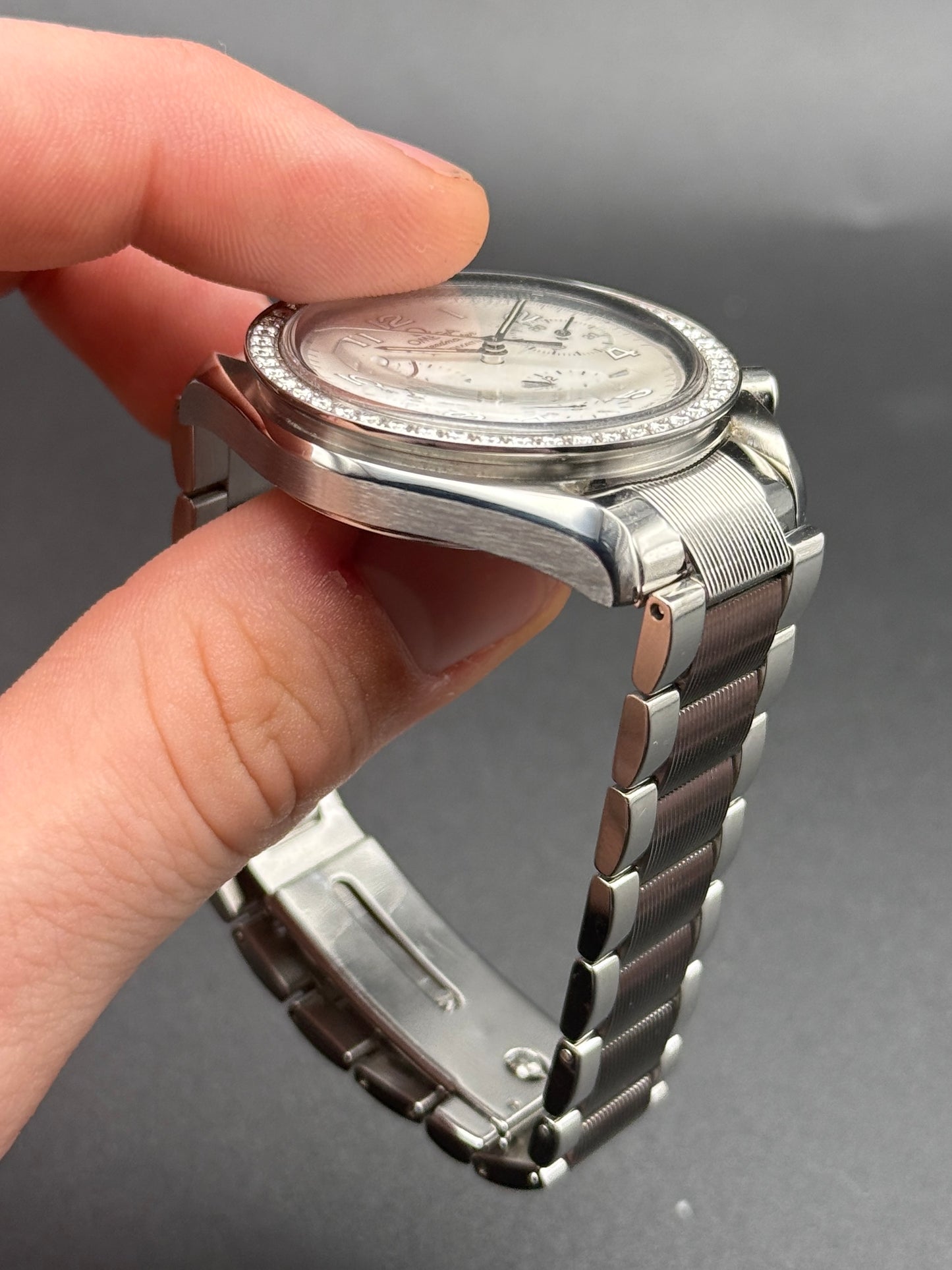 Omega Speedmaster 39mm Factory Diamond Bezel MOP Dial Watch Only