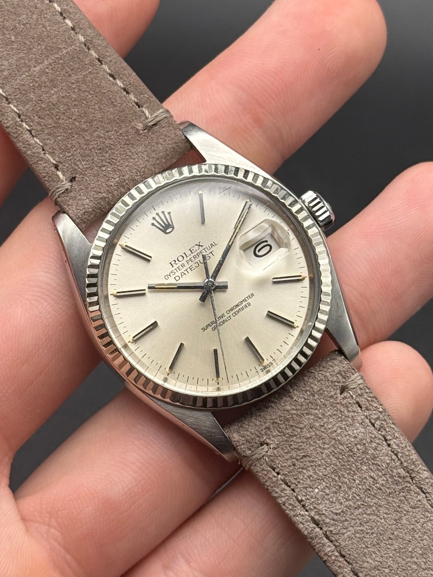 Rolex DateJust 16014 Silver Dial 5.5M Serial Strap Watch Only