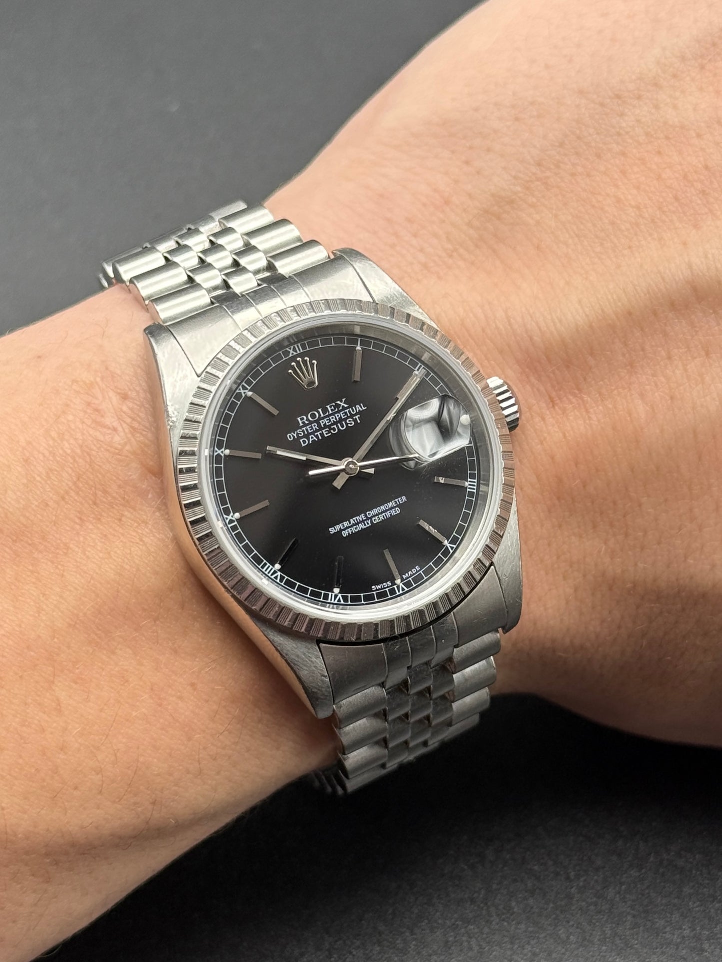 Rolex DateJust 16220 Black Index F Serial Watch Only