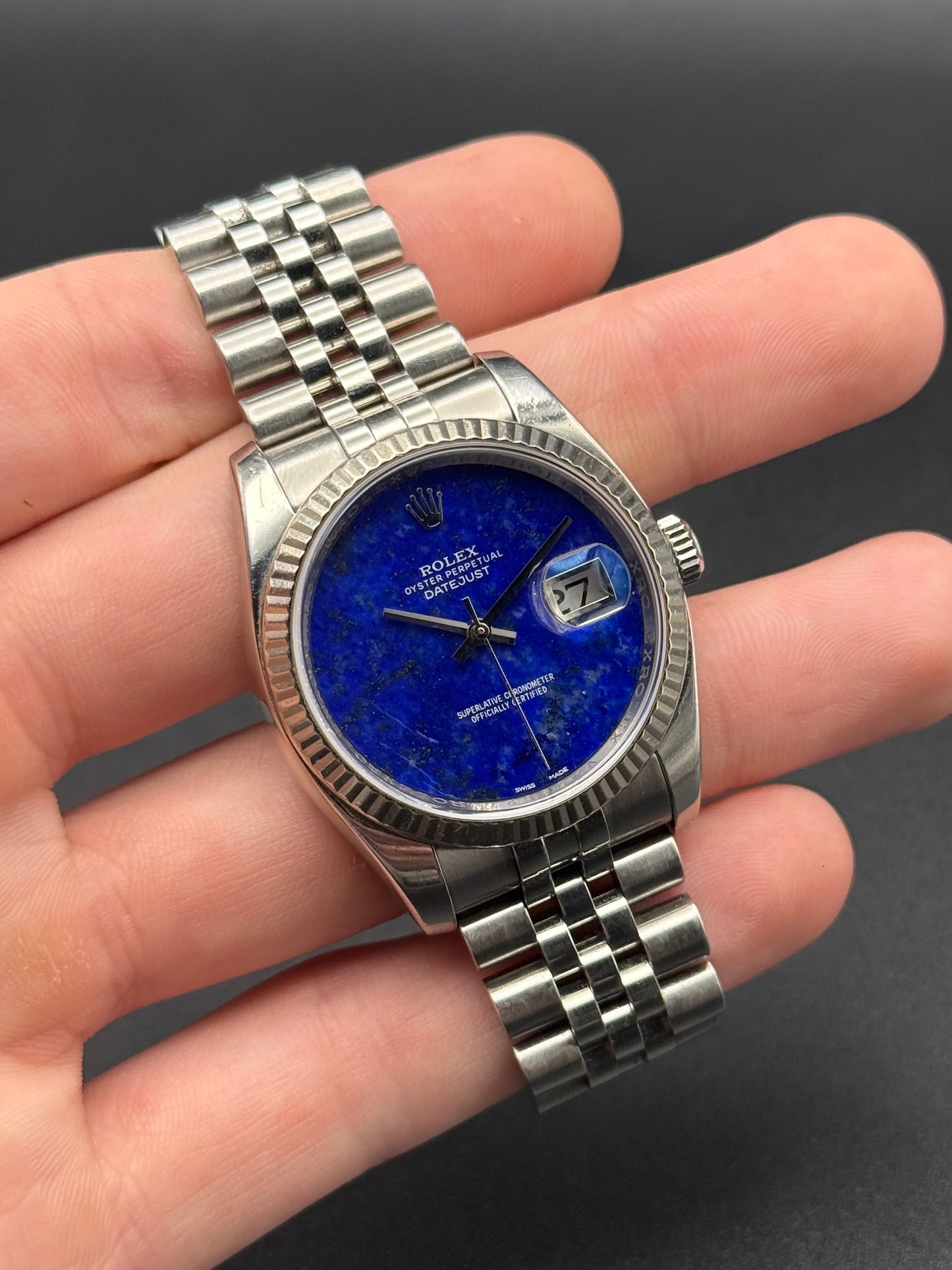 Rolex DateJust 116234 Lapis Dial Super Jubilee V Serial Watch Only