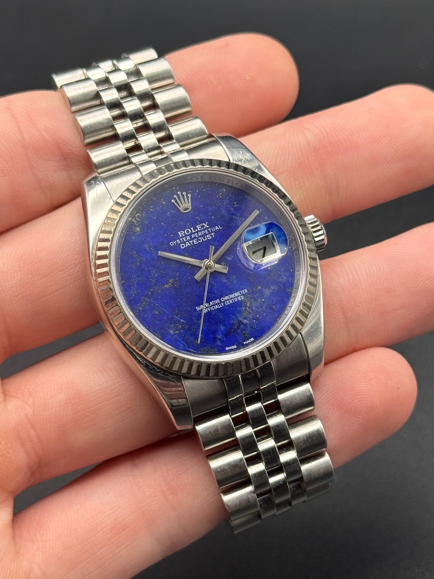 Rolex DateJust 116234 Lapis Dial Super Jubilee V Serial Watch Only