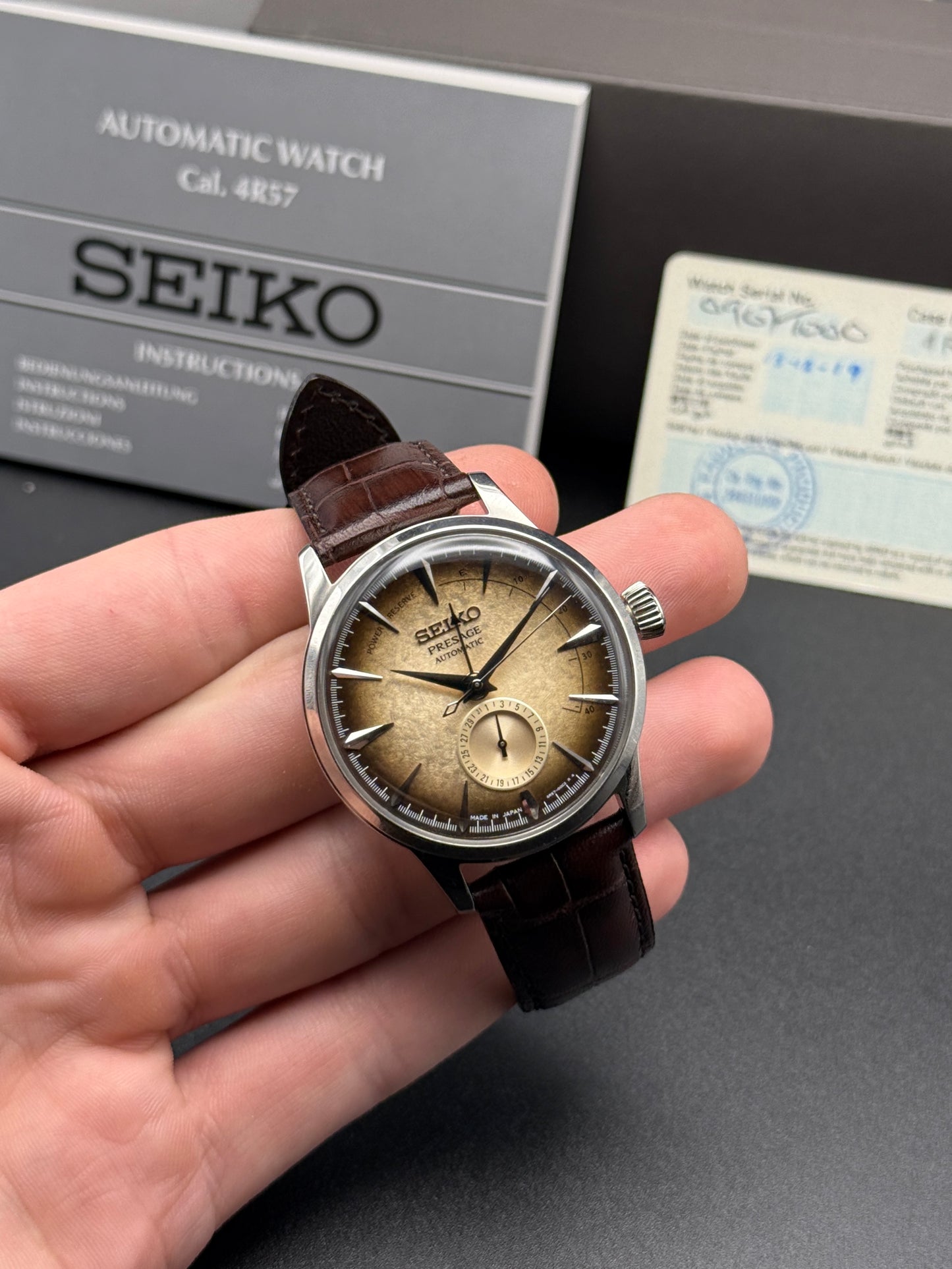 Seiko Presage Irish Coffee SSA401J1 Box and Card