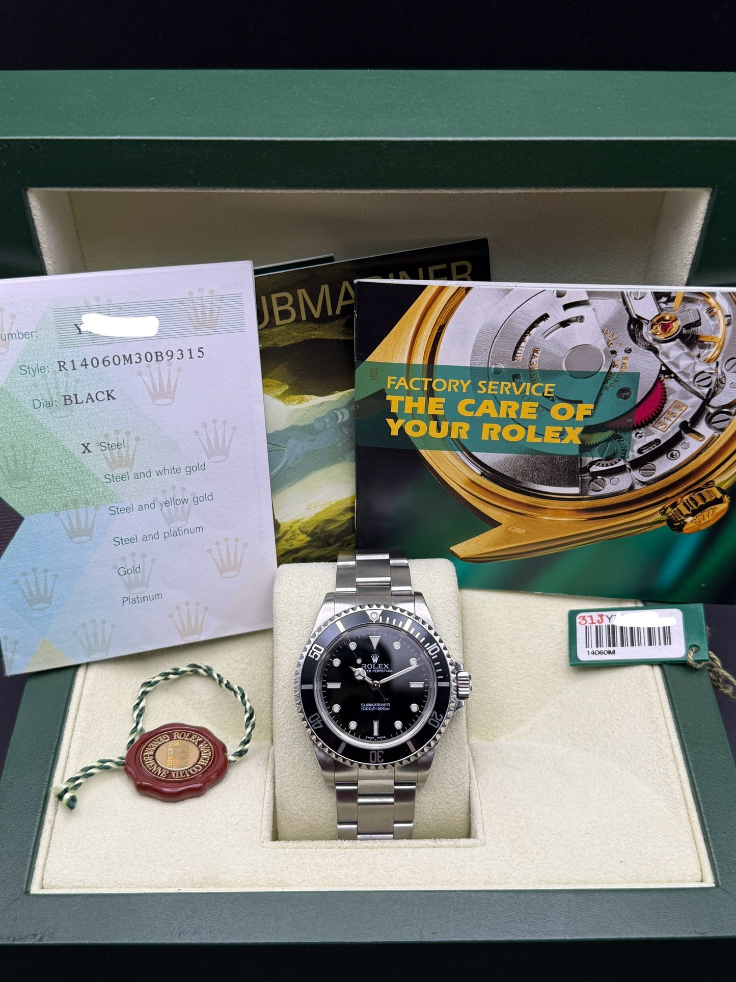 Rolex Submariner No Date 14060M Y Serial Full Set