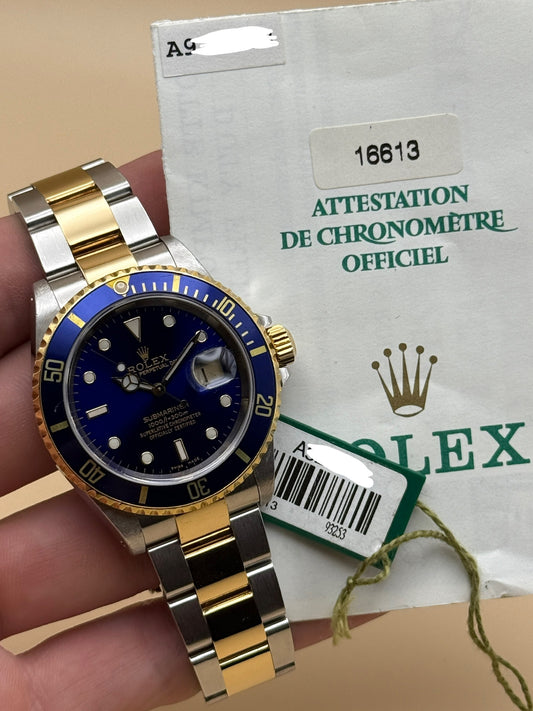 Rolex Submariner Date 16613 Bluesy A Serial Papers Hangtag