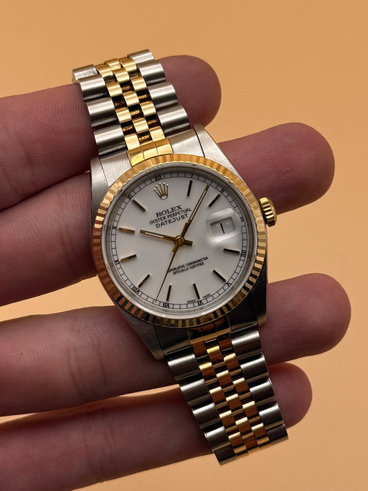 Rolex DateJust 16233 S Serial White Index Watch Only
