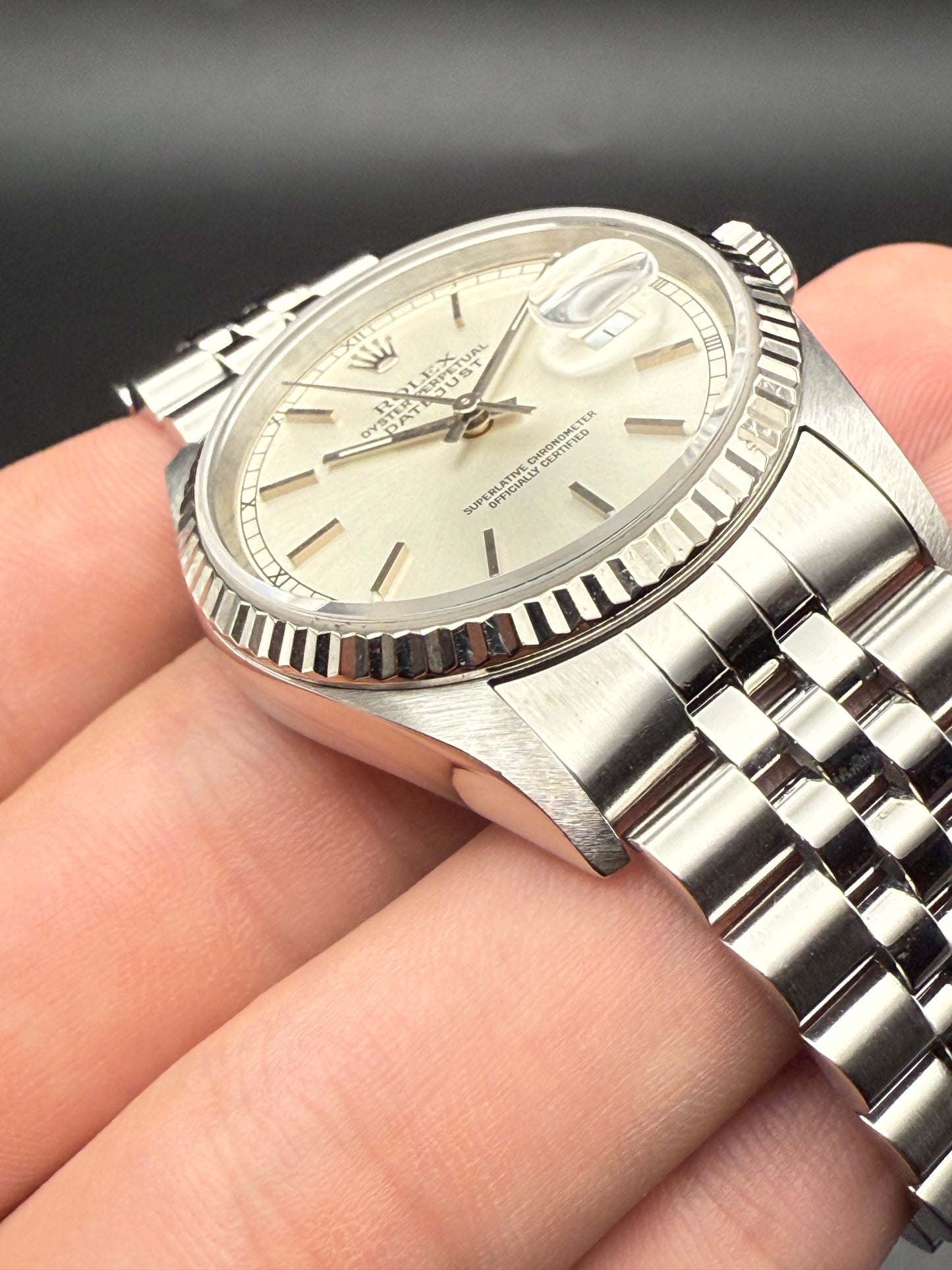 Rolex DateJust 16234 No Holes K Serial Watch Only Silver Sub Roman