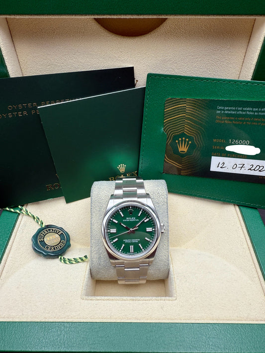 Rolex Oyster Perpetual 36mm Green Dial 2024 Box and Card