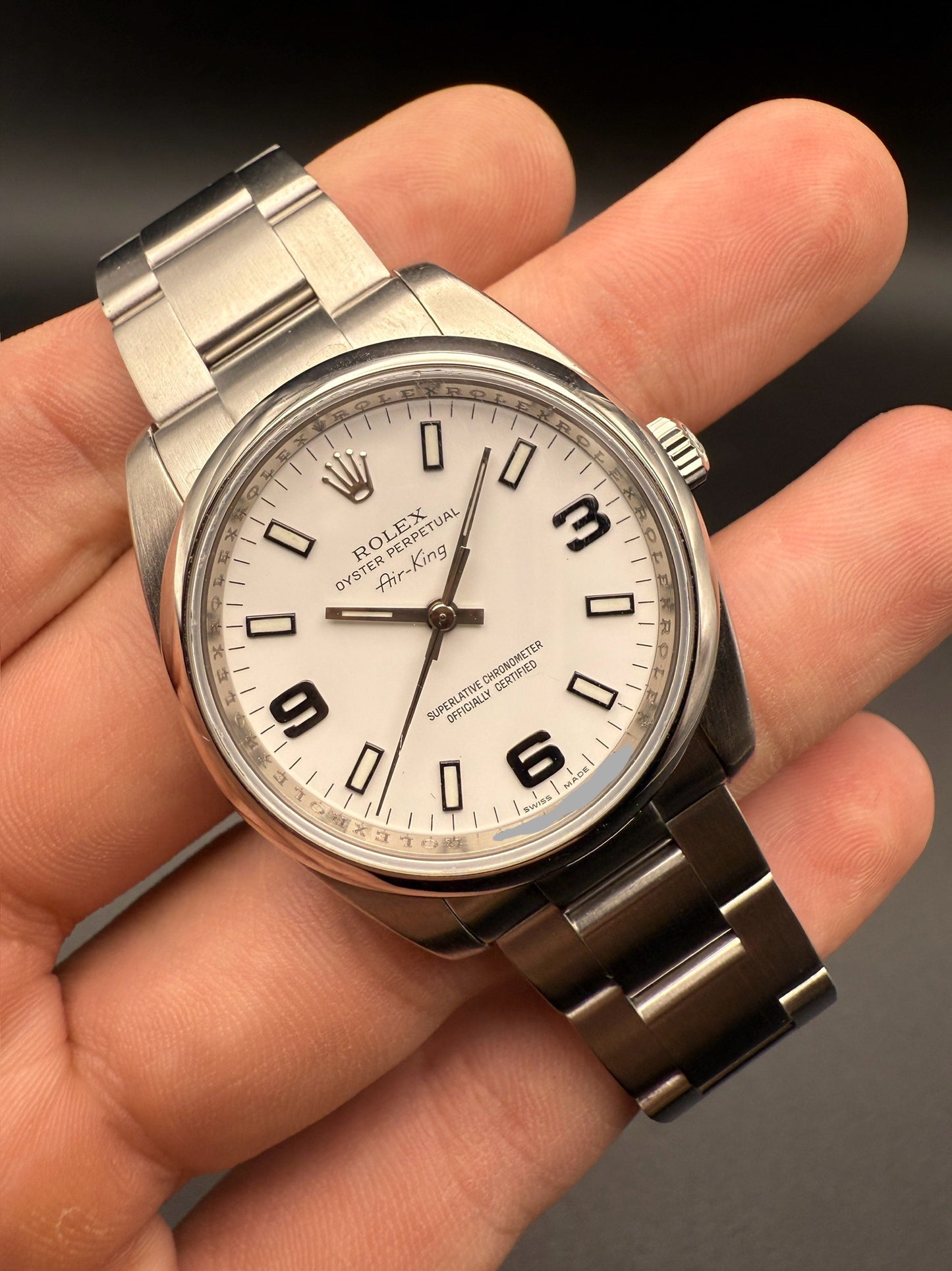 Rolex Air King 114200 White Dial Black 369 Z Serial Watch Only