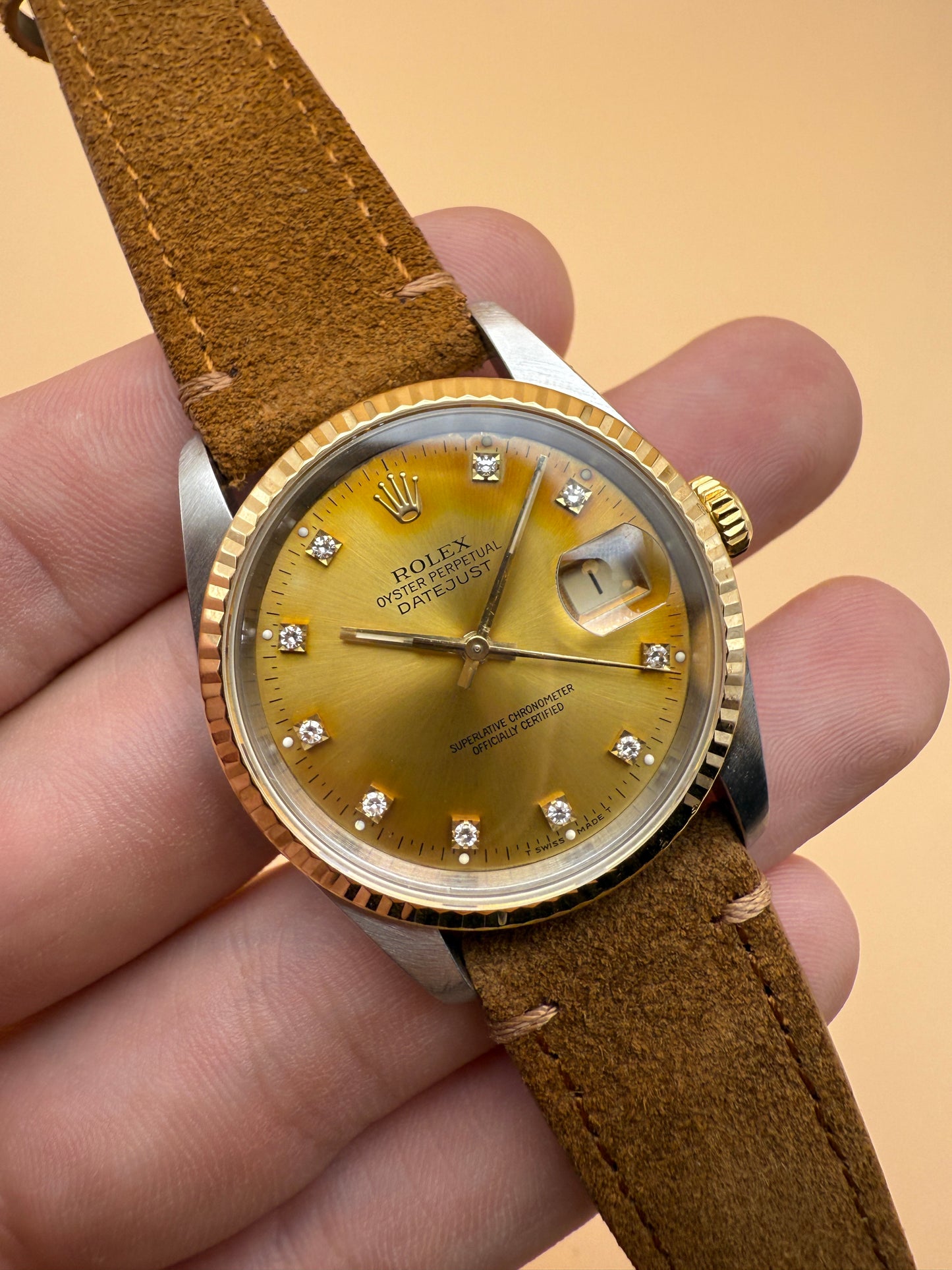 Rolex DateJust 16233 L Serial Diamond Dial Watch Only