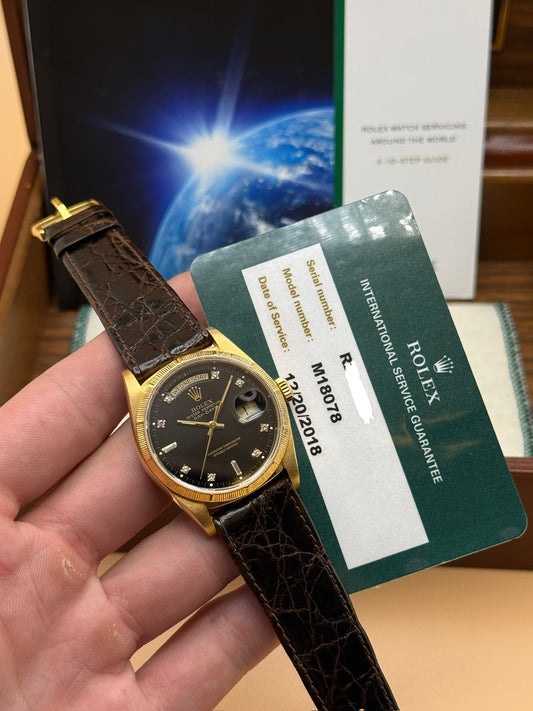 Rolex Day Date 18078 Black Diamond Dial R Serial Watch Only